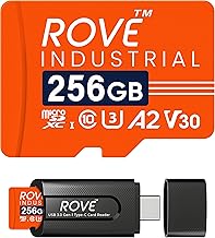 ROVE Industrial 256GB Micro SD Card with USB 3.0 Type C Card Reader, High Endurance microSDXC Memory Card 100MB/s Read Speed, C10, U3, V30, 4K, A2 for Dash Cam, Android Smart Phones, Tablets, Games