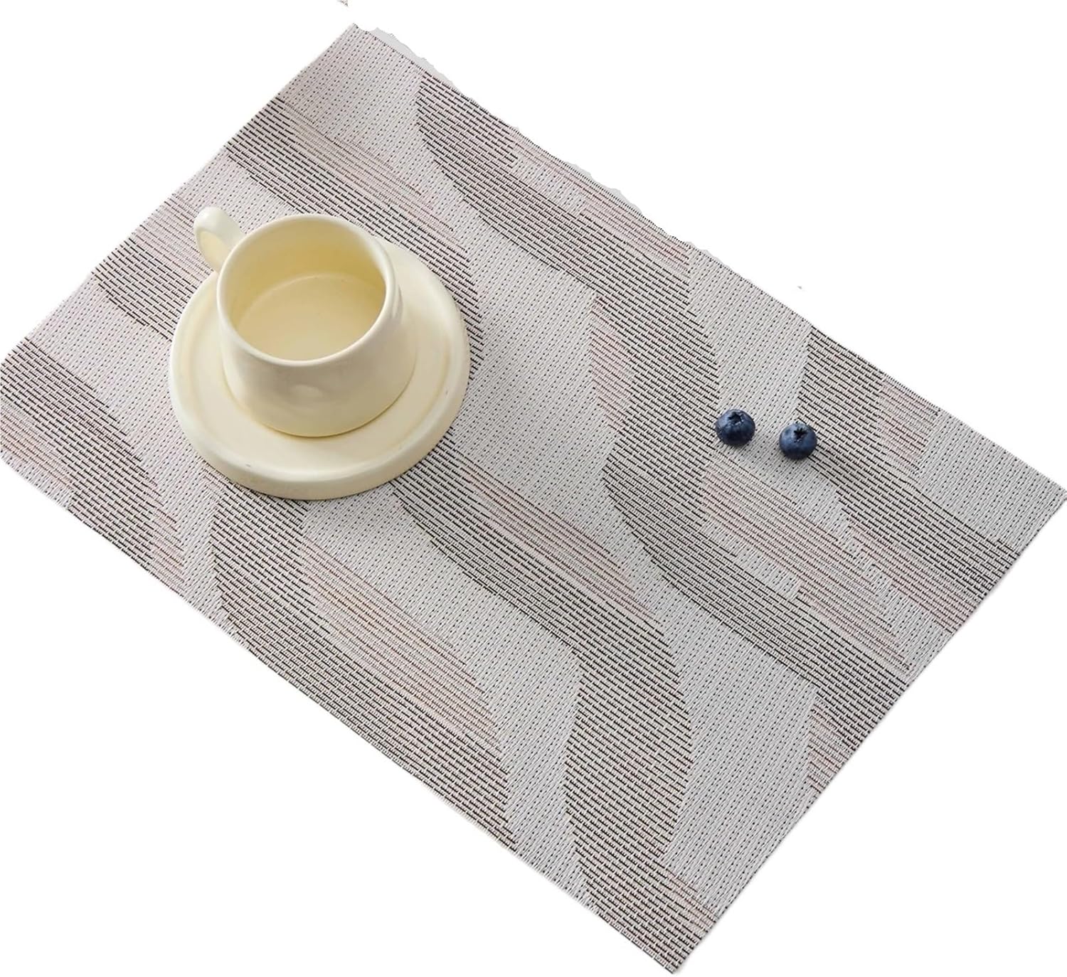 Home Kitchen Heat Vinly Woven Placemats Cafe bar Cleaning Wipeable Washable Place Mat Indoor Outdoor Mats & Pads(Black)