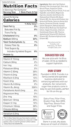 Miniatura 6 de TRULABS Hydrate - Limonada de fresa. Paquetes de hidratación de electrolitos sin azúcar. Cada porción contiene 1422 mg de electrolitos y 19