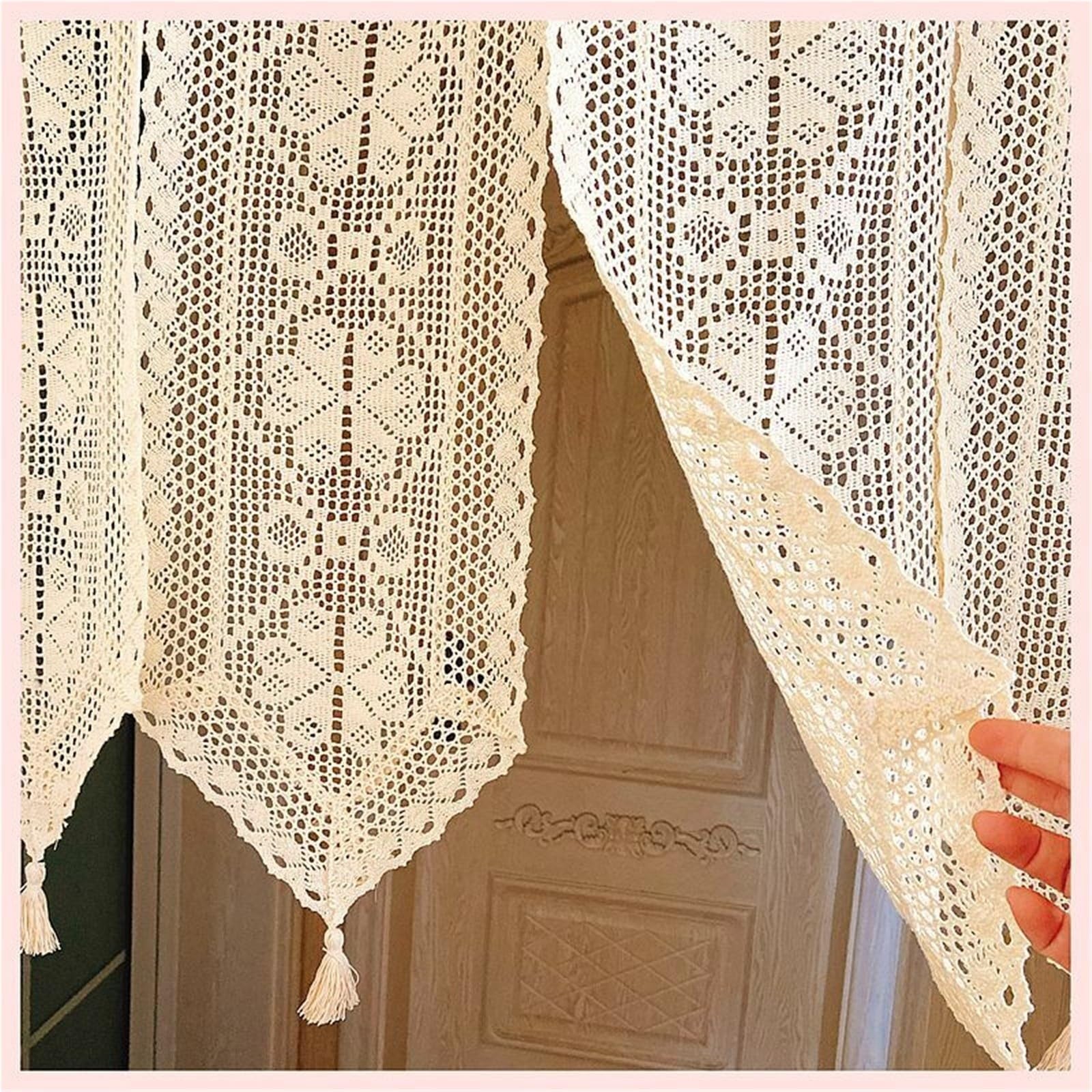 Rideau Macramé Rideaux de Porte 1 pièce avec Pompon