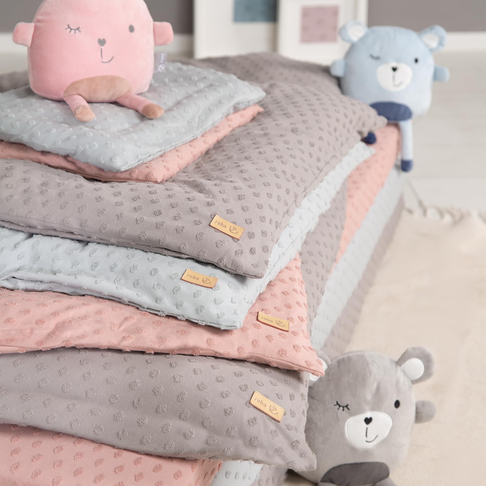 roba Biancheria da Letto per Bambini Lil Planet, 2 Pezzi, Motivo a Pois, Copripiumino 100 x 135 cm + Federa 40 x 60 cm, Cotone Certificato GOTS e Oeko-Tex 100, Rosa