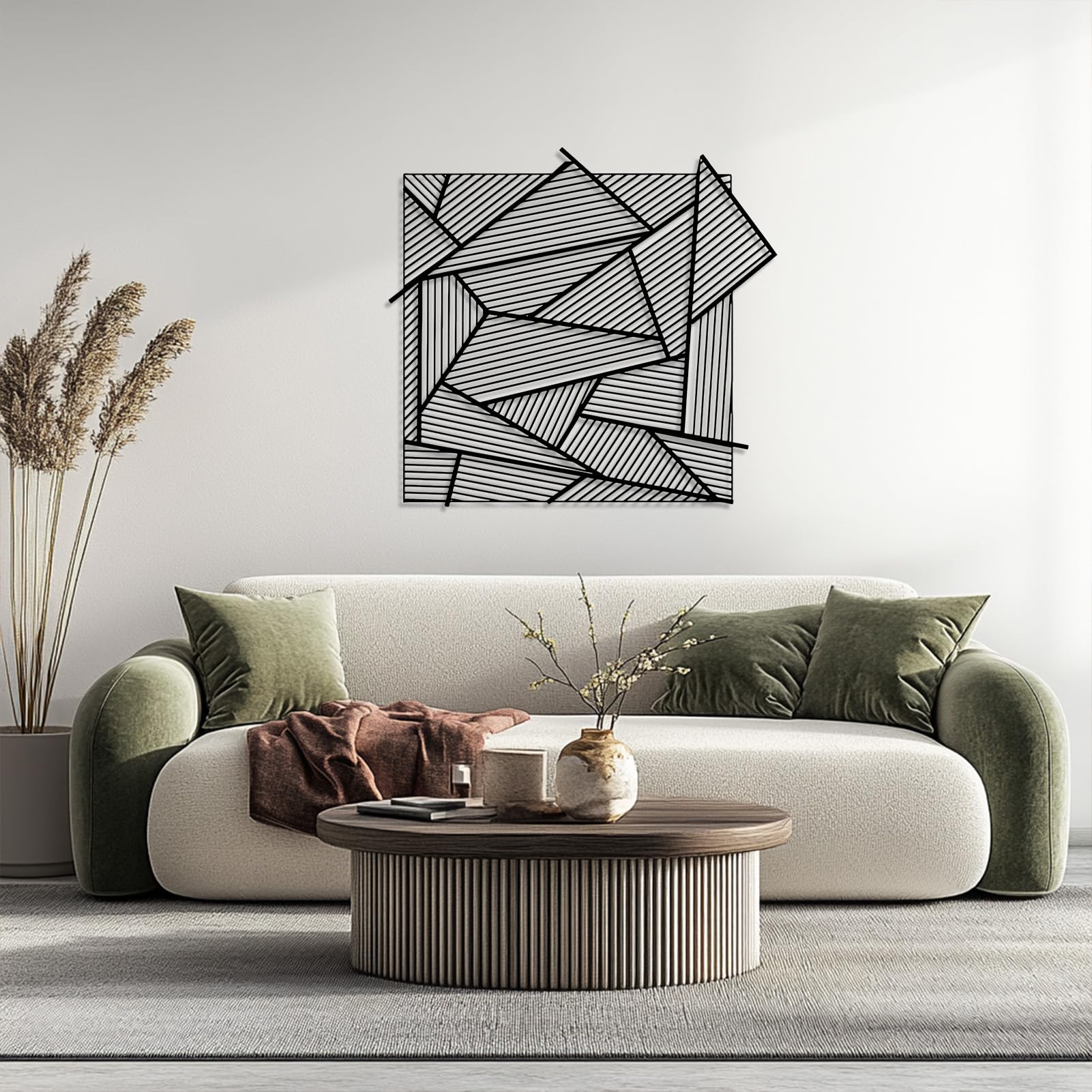 Arte de Pared Moderno geométrico a Rayas de Metal Dorado Arte de Pared contemporáneo Angular de Metal Arte de línea Decoración de Pared Obra de Arte Moderna geométrica a Rayas Decoración Escultura mo