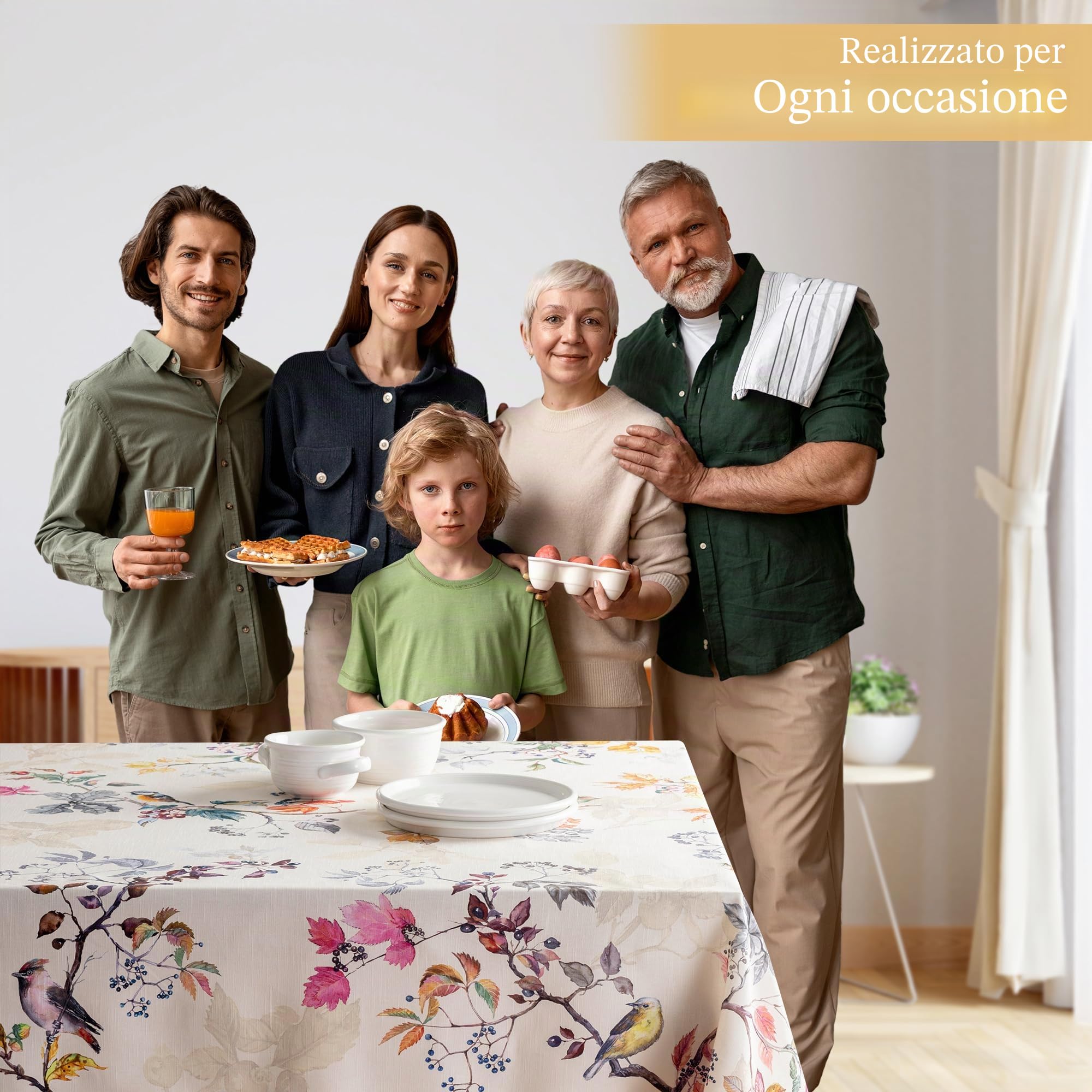 Maison d' Hermine Equinoxe - Beige, tovaglia in 100% cotone, per cucina, cena, tavolo, decorazione per feste, matrimoni, giorno del Ringraziamento, Natale (rettangolare, 160cm x 220cm)