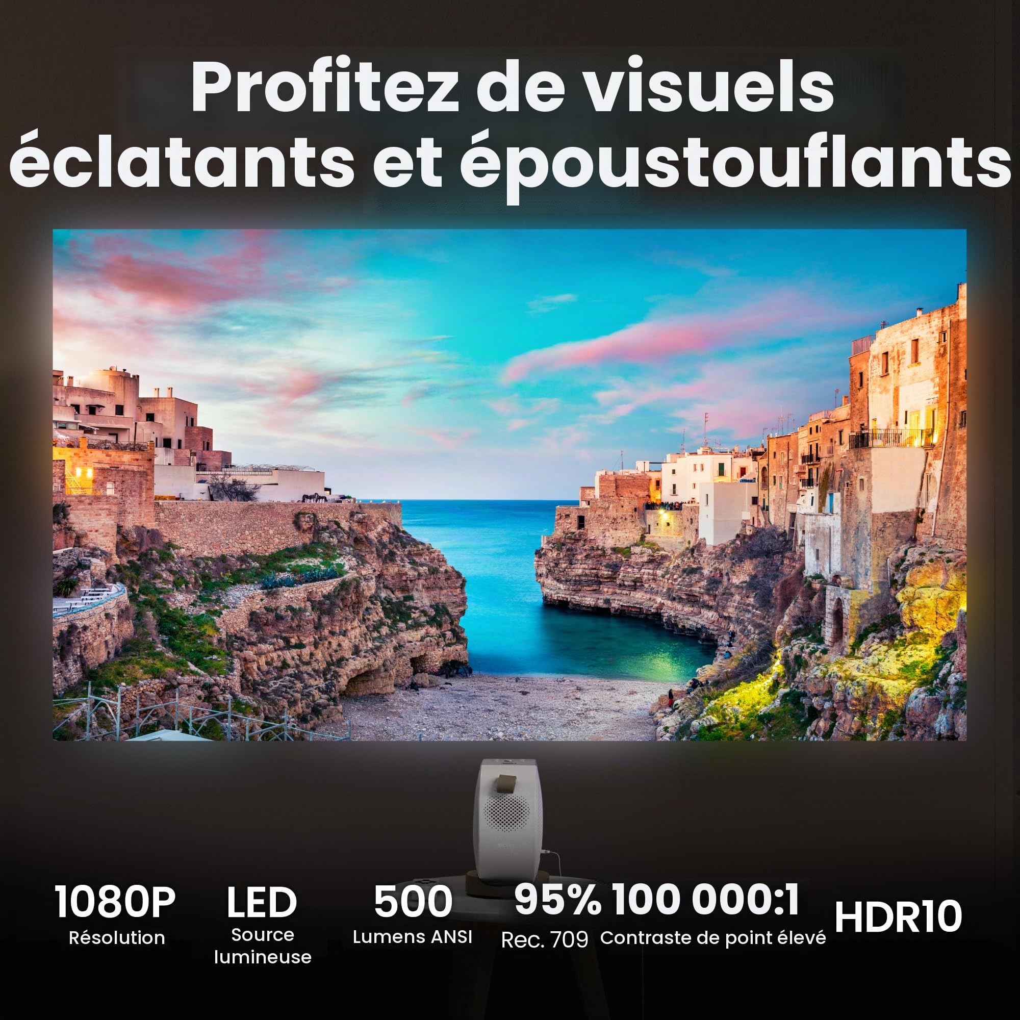 BenQ GV32 Vidéoprojecteur Plafond Portable 1080p, 500 lumens, Google TV