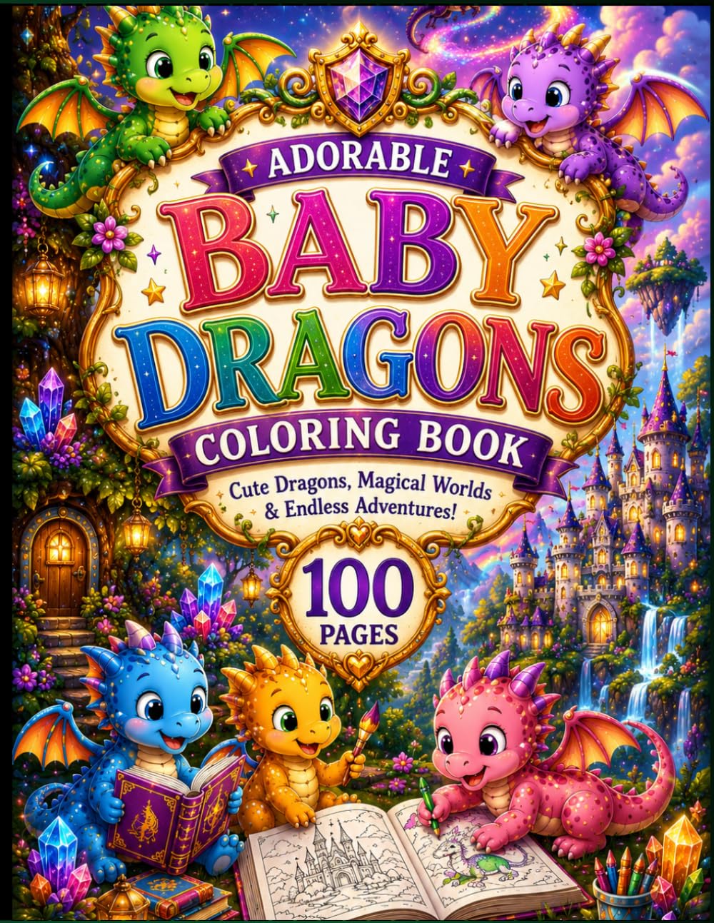 Adorable Baby Dragons Coloring Book: Cute Dragons, Magical Worlds & Endless Adventures