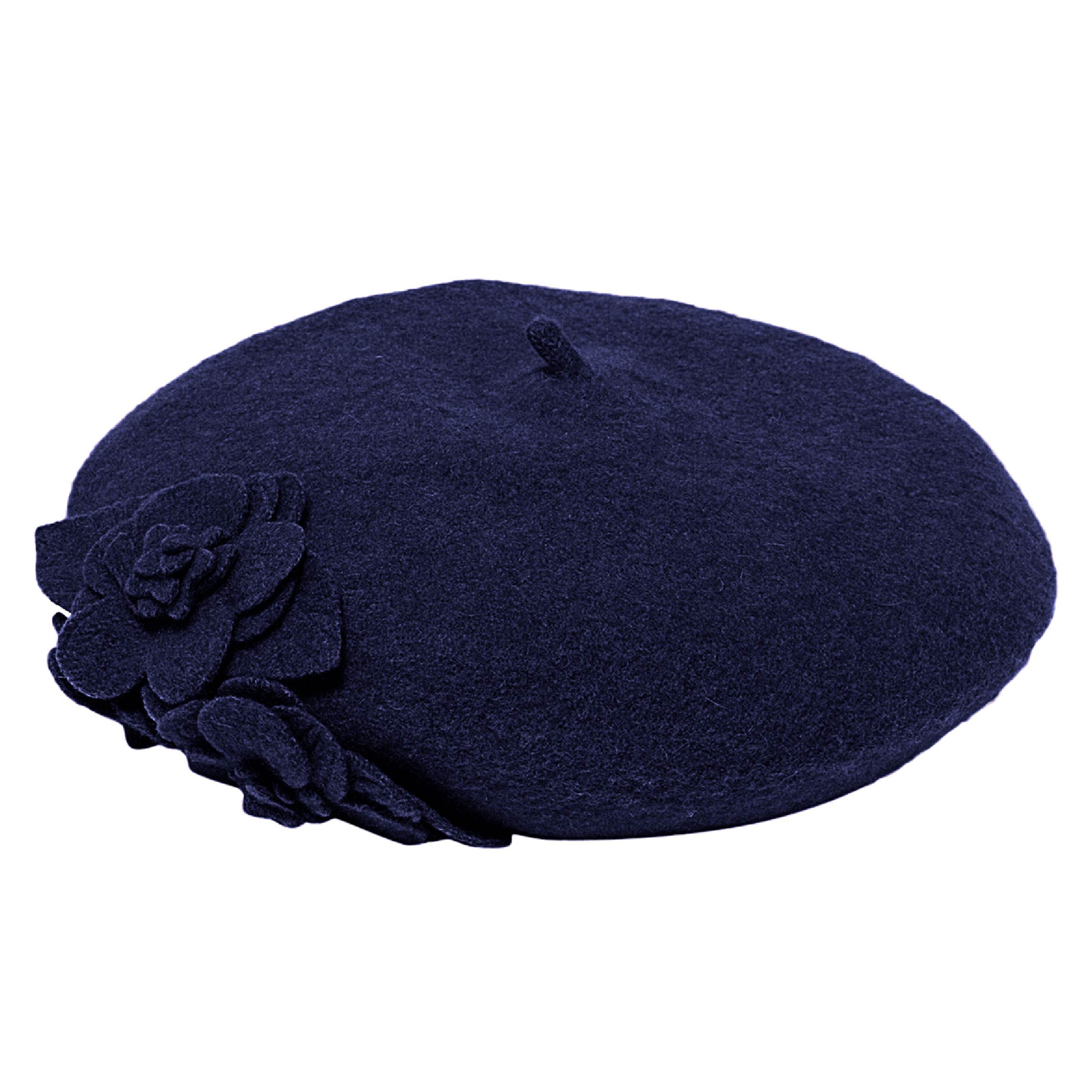 San Diego Hat Co.San Diego Hat Company Women's Wool Beret Hat with Self Flowers