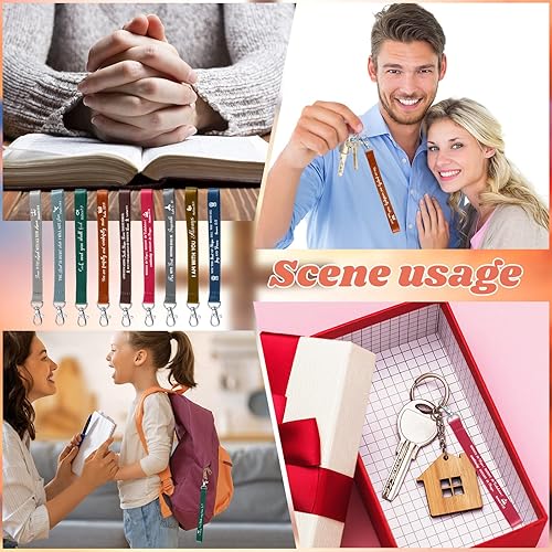 Miniatura 7 de 90 llaveros cristianos a granel de las Escrituras Llaveros inspiradores religiosos Llaveros religiosos con versículos bíblicos regalos de iglesia