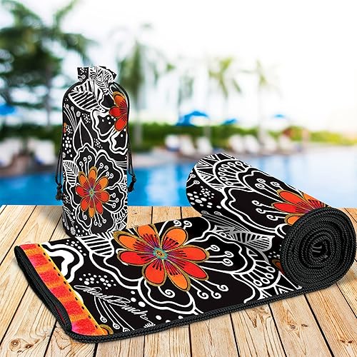 Miniatura 5 de Laurel Burch - Toalla de playa grande de microfibra de gran tamaño, 40 x 63 pulgadas, sin arena, de secado rápido, ultrasuave, ideal para viajes,