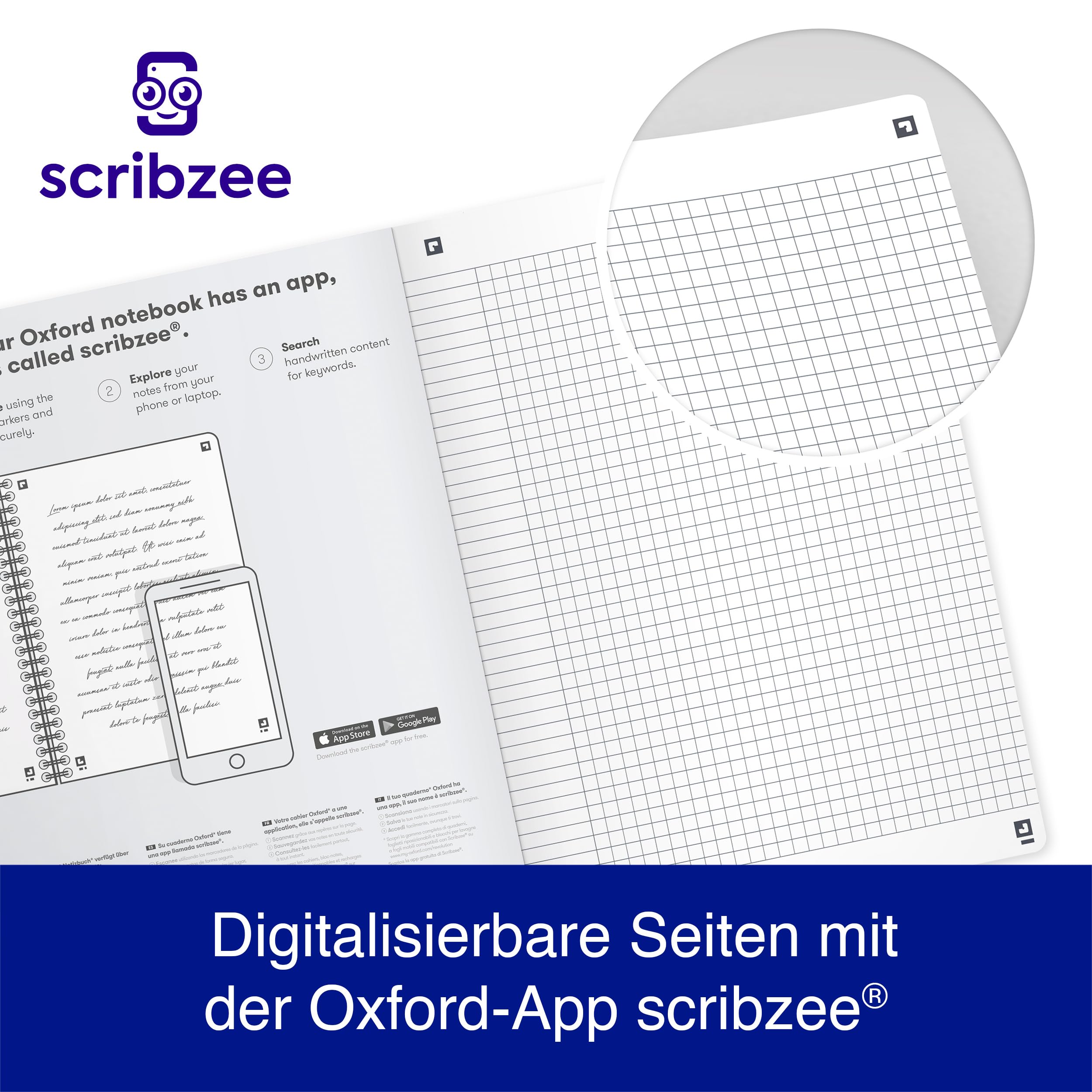 Oxford 'Romance' Notizbuch B5 (17x24,5 cm) kariert, 160 Seiten, Softcover mit Glanzdetails und Motiv-Farbschnitt, 4 Motive, 5 Stück