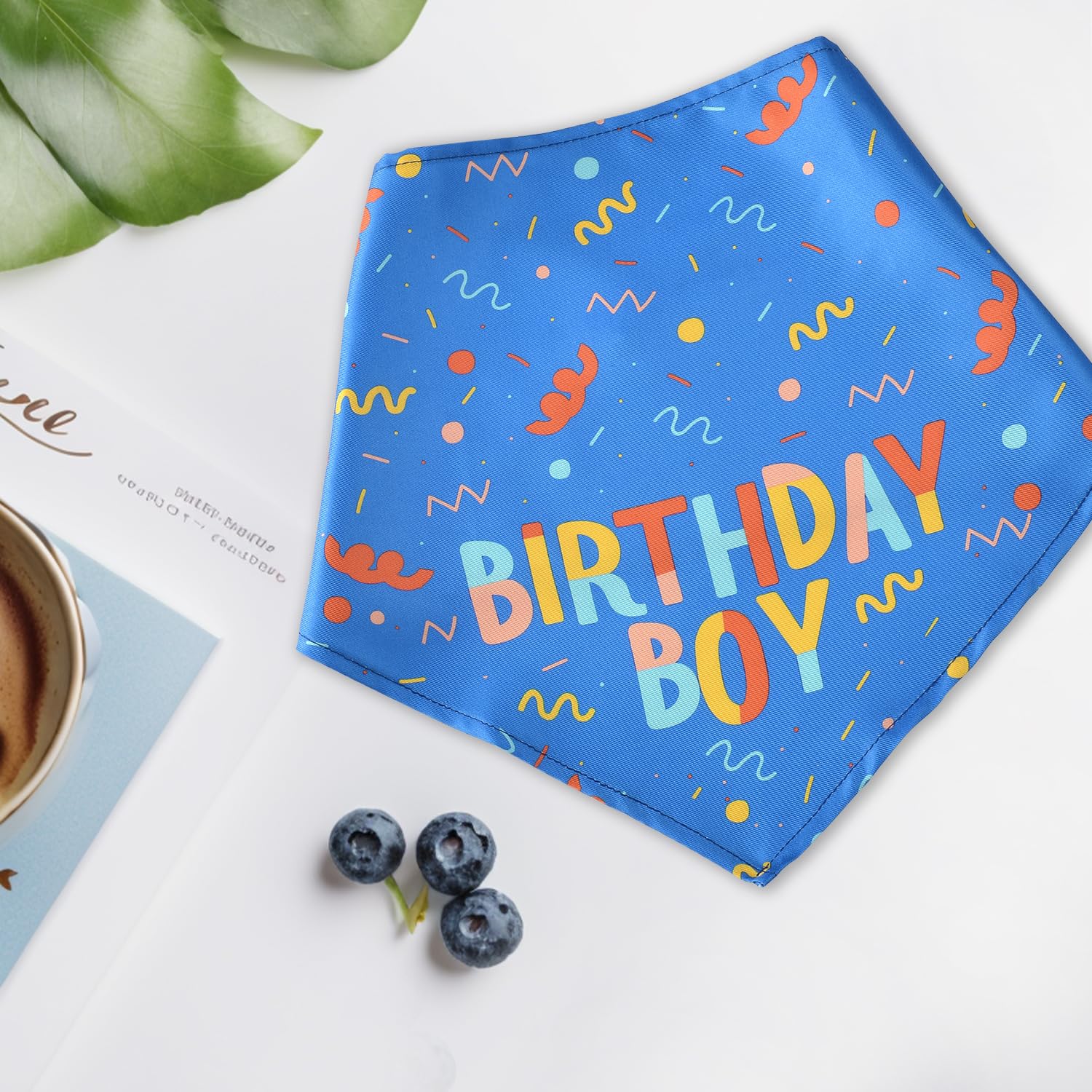 Bandana per Compleanno Cane Sciarpa Triangolare Cani Maschi Articoli Festa Animali Domestici (Blu)