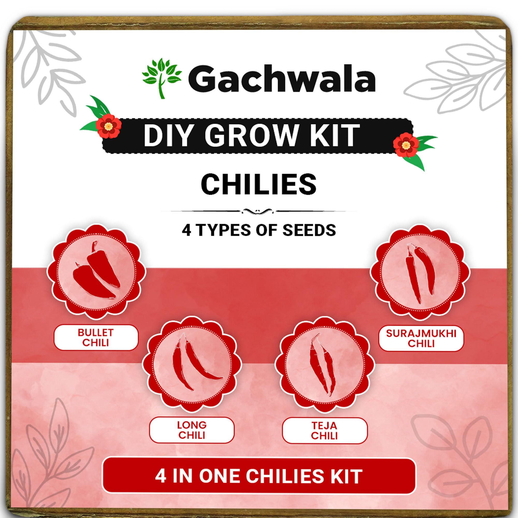 DIY 4 In 1 Gardening Kit | Grow Your Own Kit | 4 Growing pot and Potting mix+4 types of seeds+Cocopeat Disc| Diy Kit Of Chili Seeds For Home Garden | Combo Of Seeds For Gardening-image-11