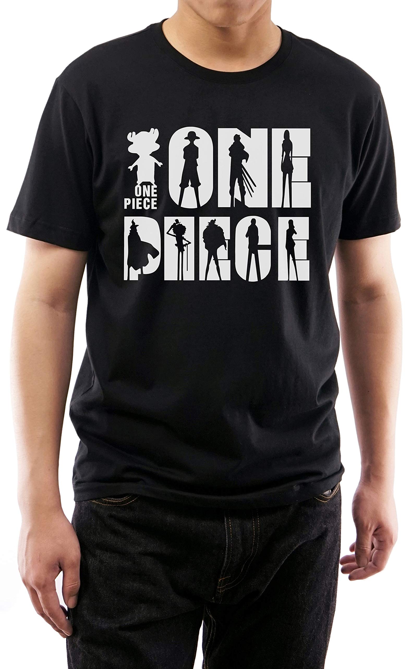 GMYGOne Ruffy Piece Anime Luffy Pirate Team Characters Japanese Manga Graphic Print Premium Short Sleeve Mens 100% Cotton T-Shirt