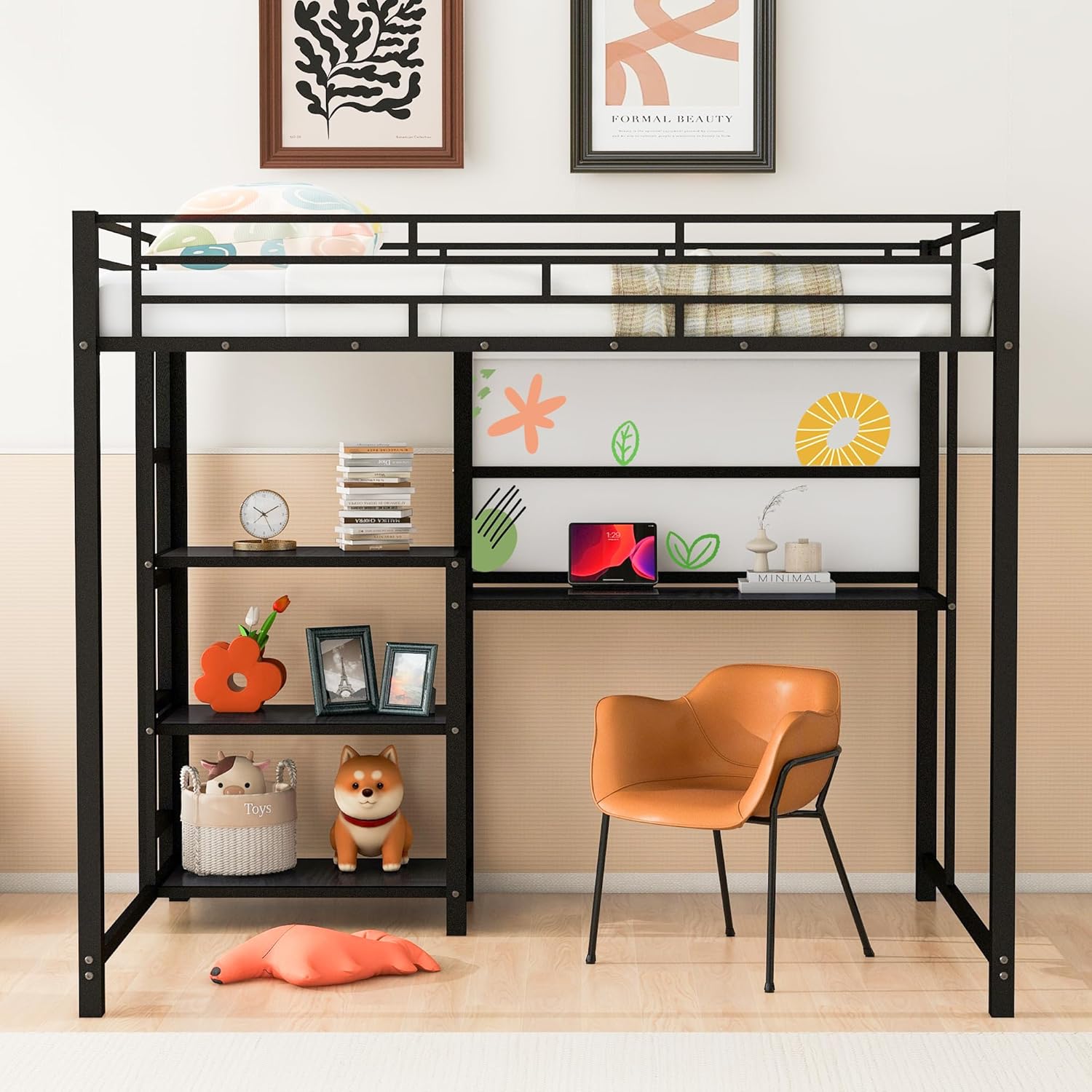 Harper & Bright Designs Full Loft Bed with Desk and 3