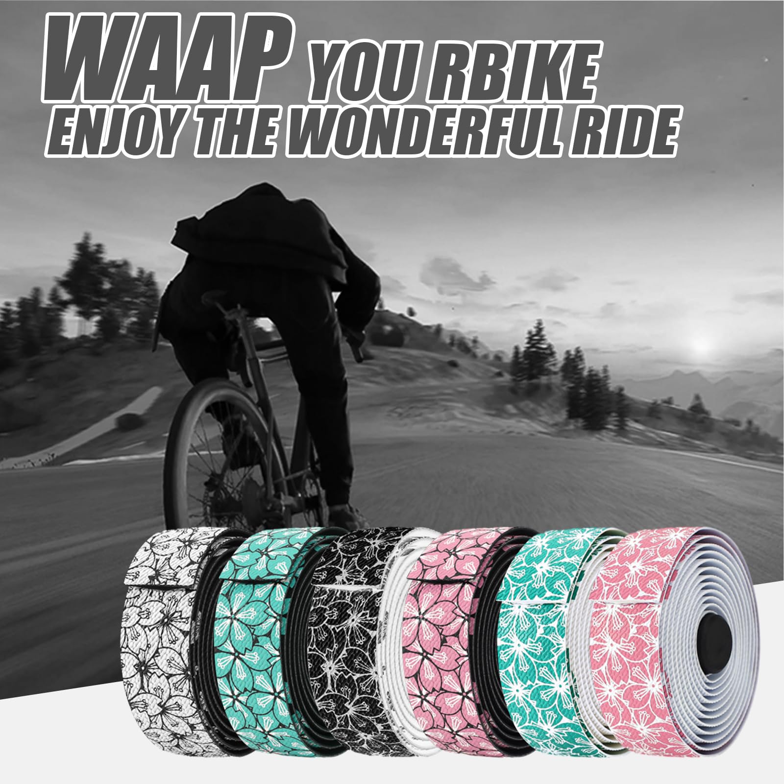 Nastro Manubrio Bicicletta, Bicycle Cycling Nastro, per MTB e bici da corsa, antiscivolo e ammortizzante, avvolgete il vostro manubrio (Nero Bianco)