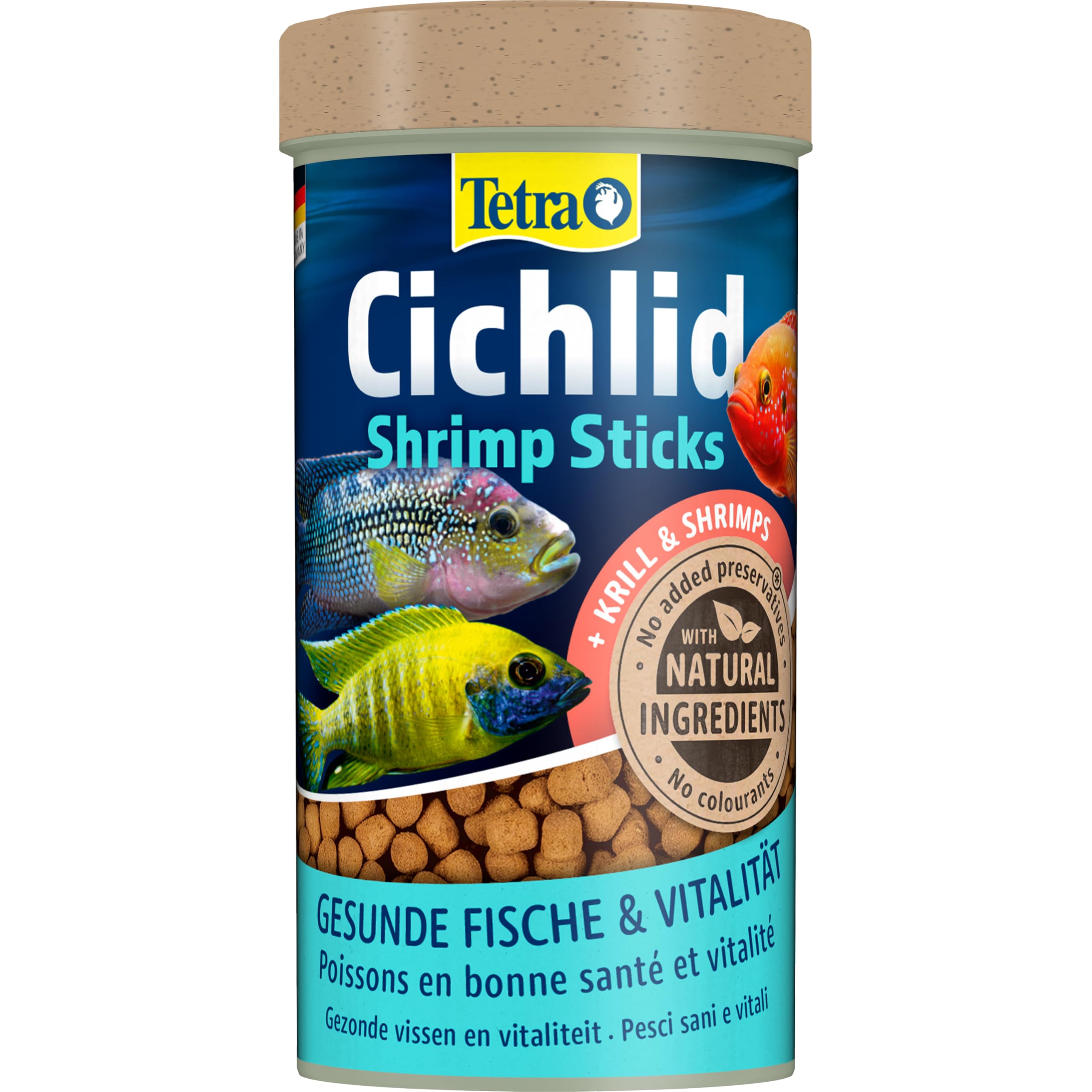 Tetra Cichlid Shrimp Sticks (balanced and full-fledged main feed for all carnivorous cichlids with high shrimp portion), 250 ml can