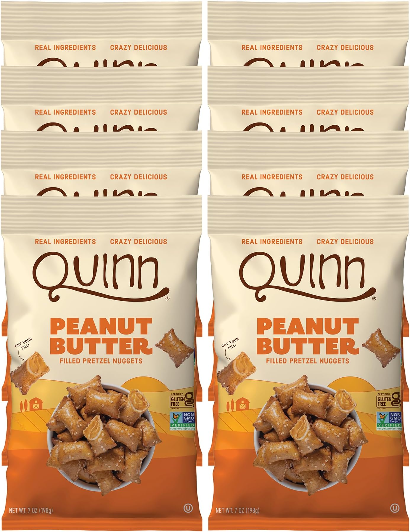 Gluten Free Peanut Butter Filled Pretzel Nuggets - Made with Real Ingredients, Whole Grain Sorghum, Sea Salt, Vegan, Dairy Free, Non-GMO - 7 Oz (Pack of 8)