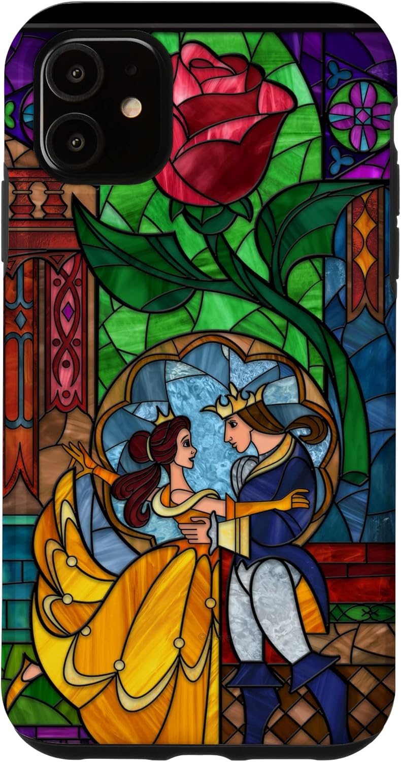 Disney Beauty and The Beast Belle and Prince Stained Glass Case for iPhone 16 Pro