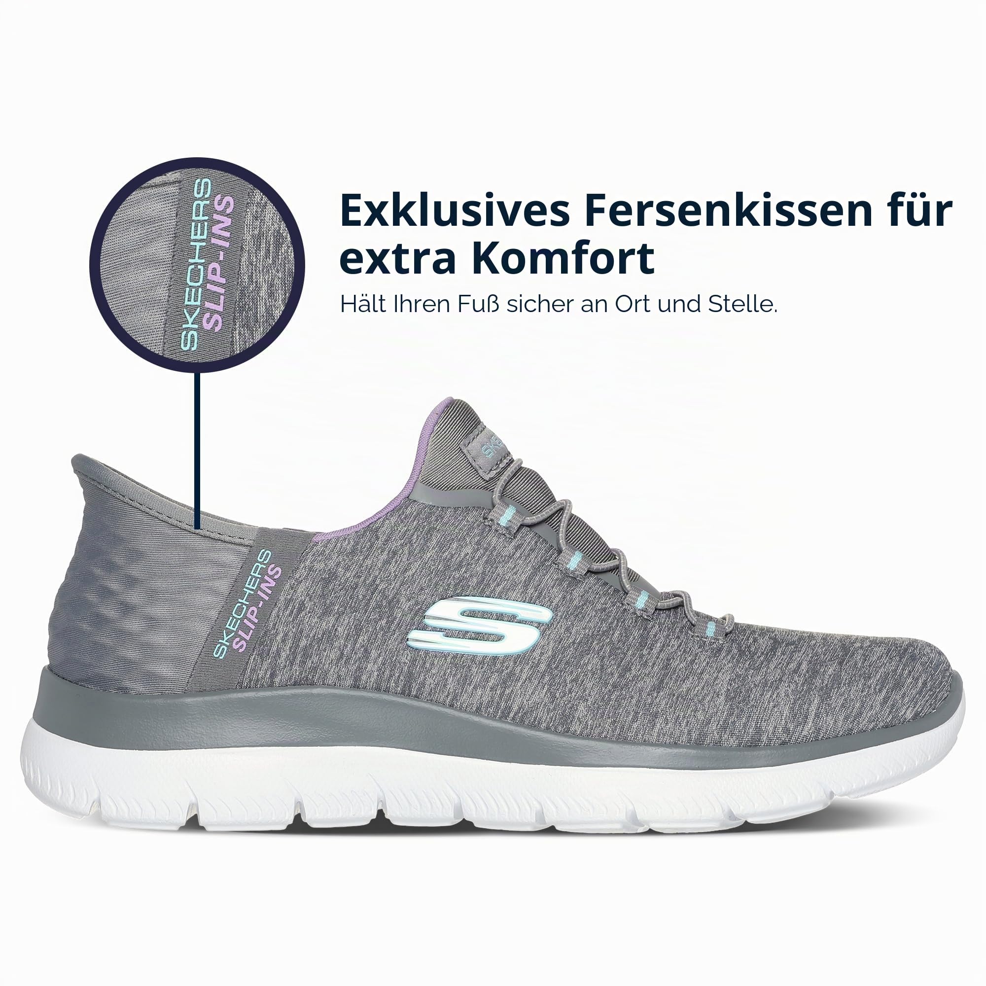 Skechers 149937 GYMT Slipper Slip-Ins grau grau