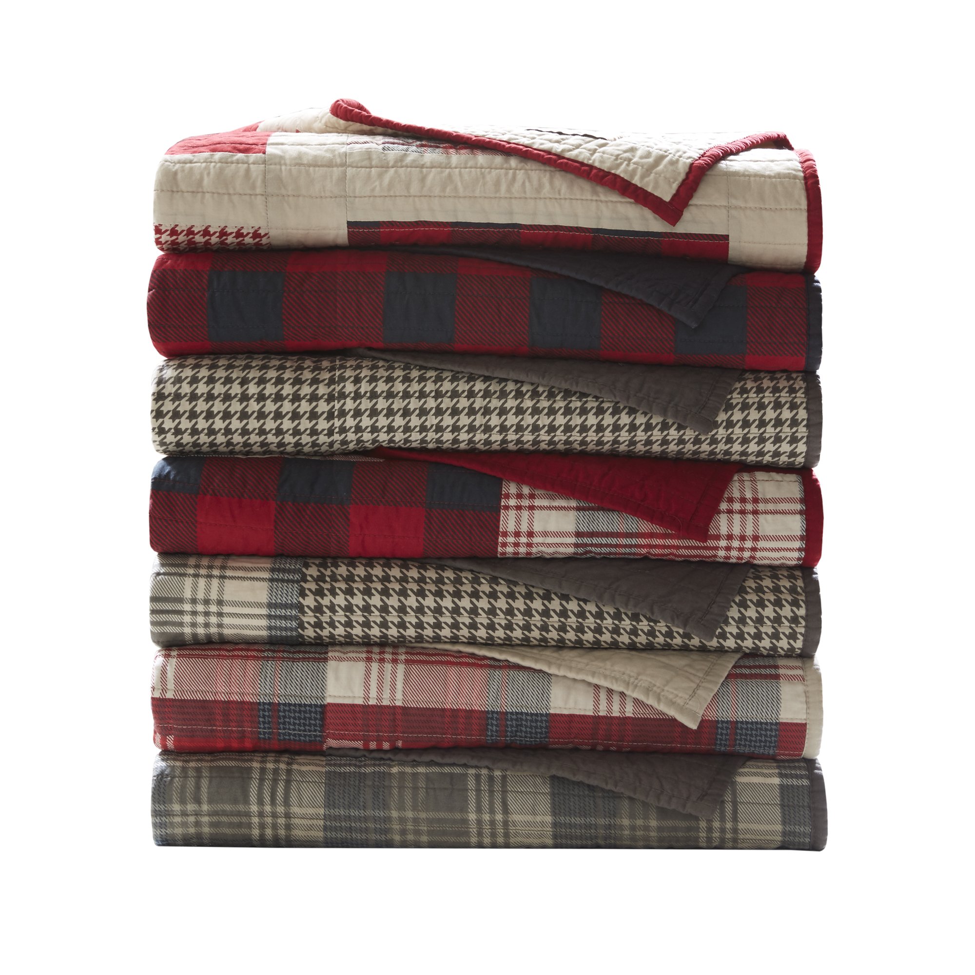 Woolrich Couvre-lit matelassé de Luxe – Style de Vie en Cabine – Patchwork avec Motif élan pour Toutes Les Saisons, léger et Respirant et Confortable, pour canapé, 127 x 177,8 cm (l x L), Rouge