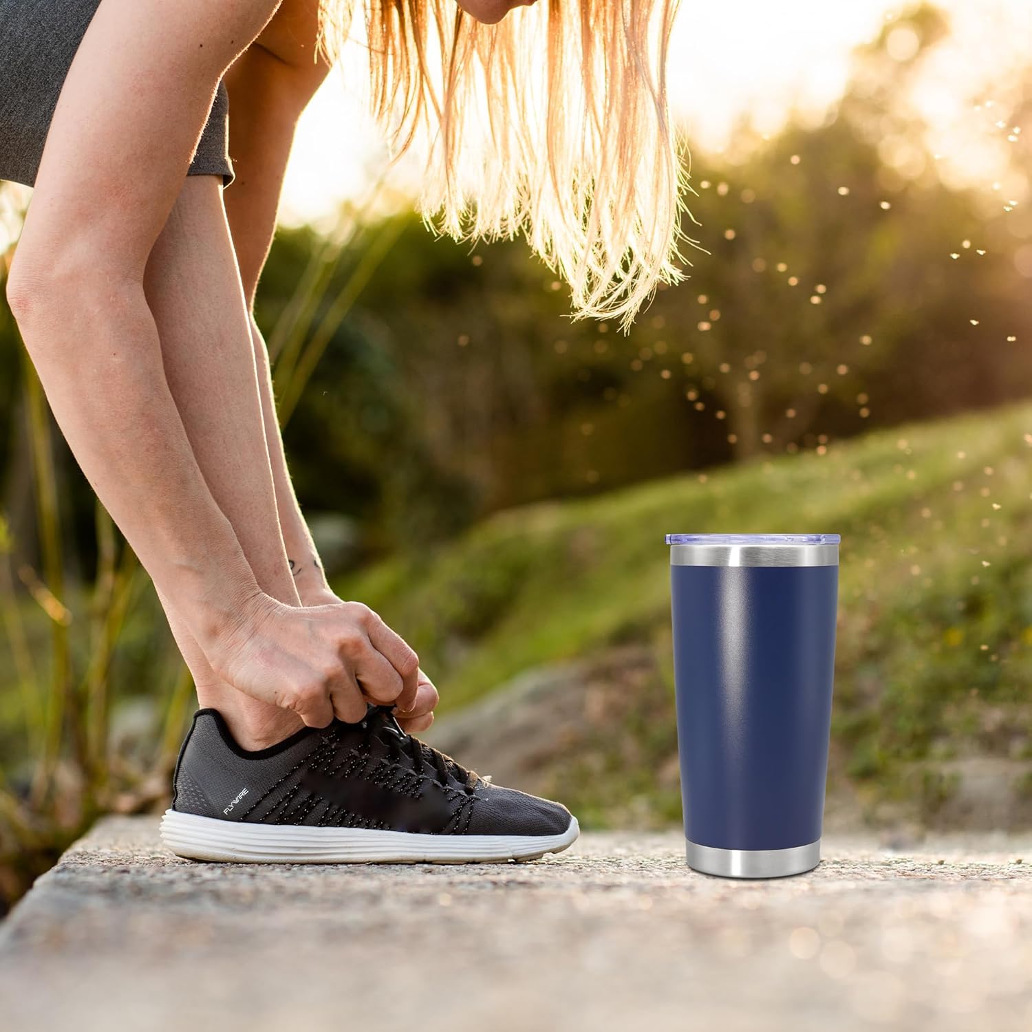 20 oz Tumbler Coffee Travel Tumblers Bulk with Lid Stainless Steel Double Wall Vacuum Insulated Mug Powder Coated Cups fit Car Cupholder for Hot and Cold - Navy, 12Pack - Image 2