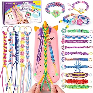 Caydo Bracelet Maker, Unicorn Friendship Bracelet Making Kit for Girls 8-12 Years Old Birthday Christmas Gifts, 2 in 1 Bracelet Keychain Kits for Kids DIY Arts and Crafts Toy for Ages 8+