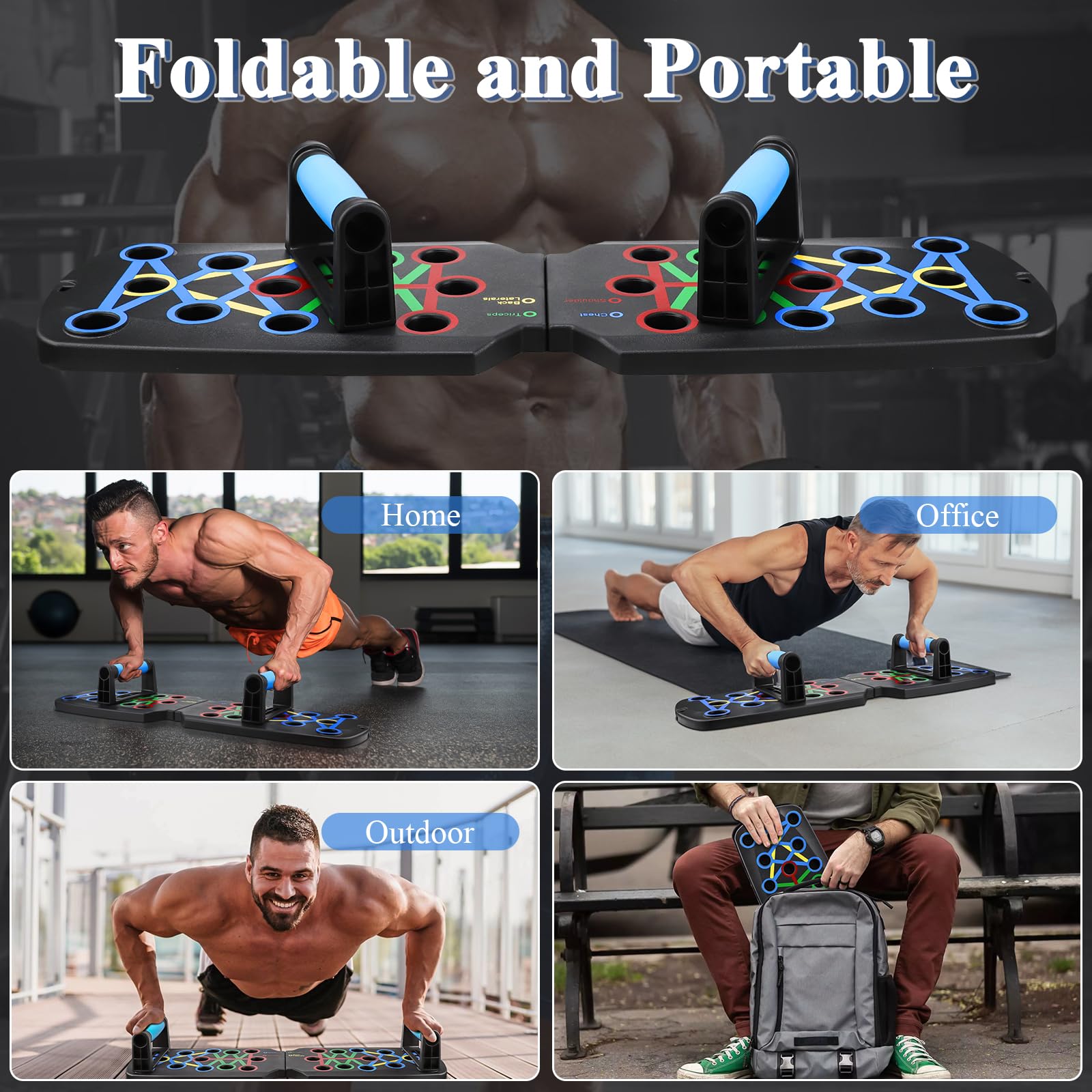 Tavola per Flessioni, Push Up Board, Tavola Flessioni Multifunzionale, Attrezzi Palestra Casa, Allenamento a Casa