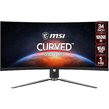 MSI MPG ARTYMIS 343CQR - Monitor Gaming Curvo UWQHD 34 Pulgadas (1000R, Panel VA 3440 x 1440, 165 Hz/1ms, FreeSync Premium, HDR 400, Mystic Light, Soporte Ajustable/VESA, Display Port 1.4 y HDMI 2.0)