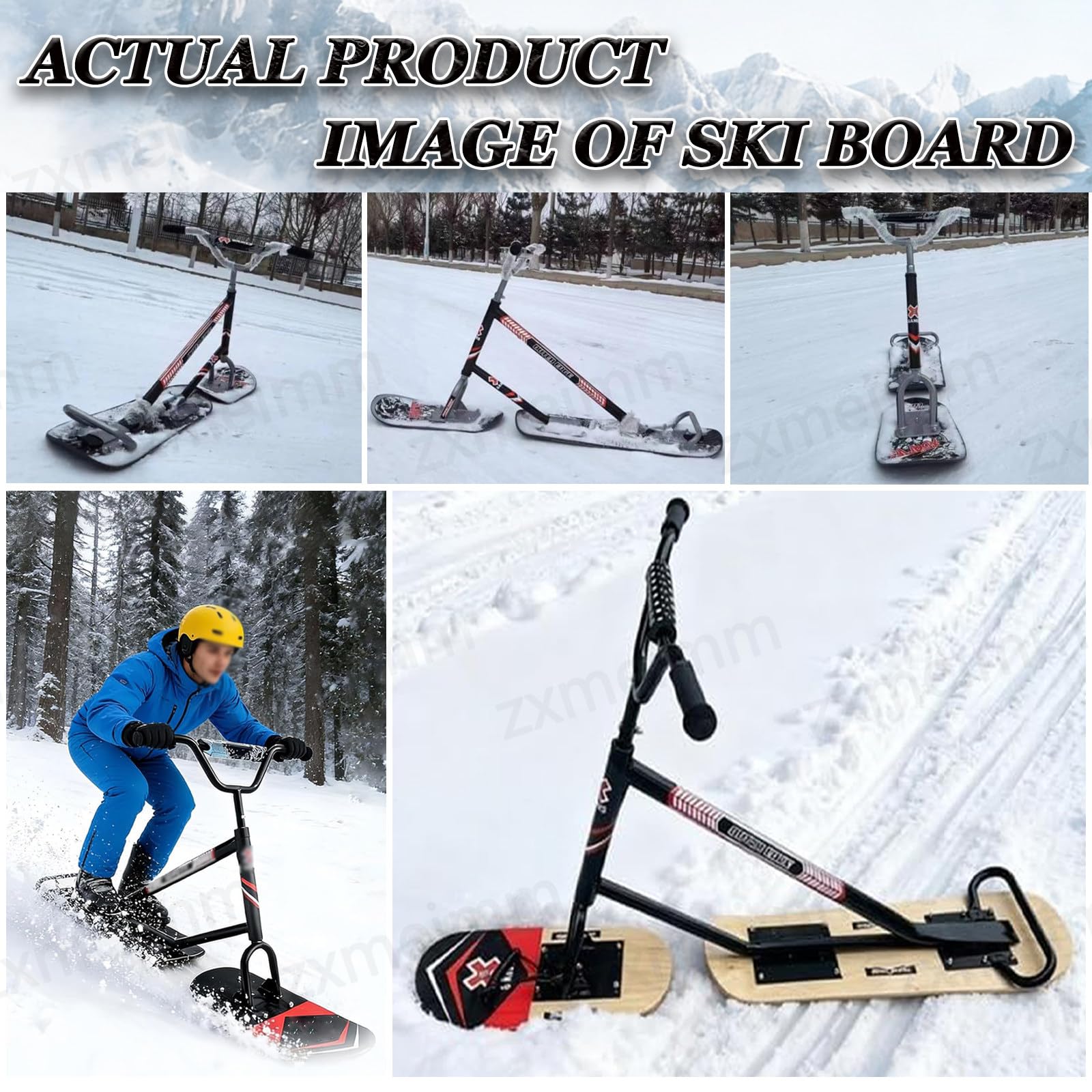 All-Terrain Erwachsene Snowboard mit 360 Lenkung & Dual-Ski, verstärkte Aluminiumlegierung für Winterabenteuer