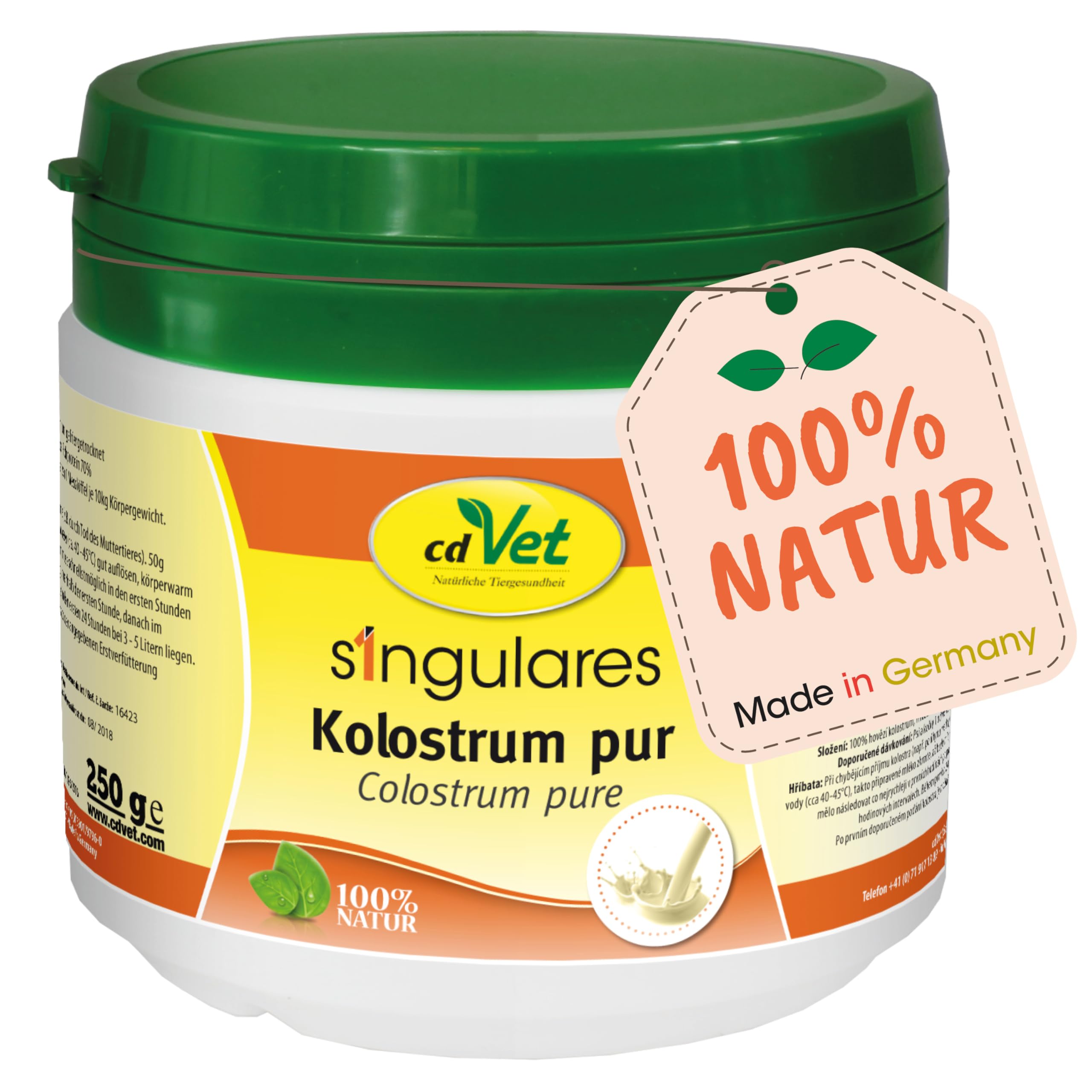 Singulares Kolostrum pur 250 g - Natürliches Rinder-Kolostrum für Tiere zur Unterstützung des Immunsystems