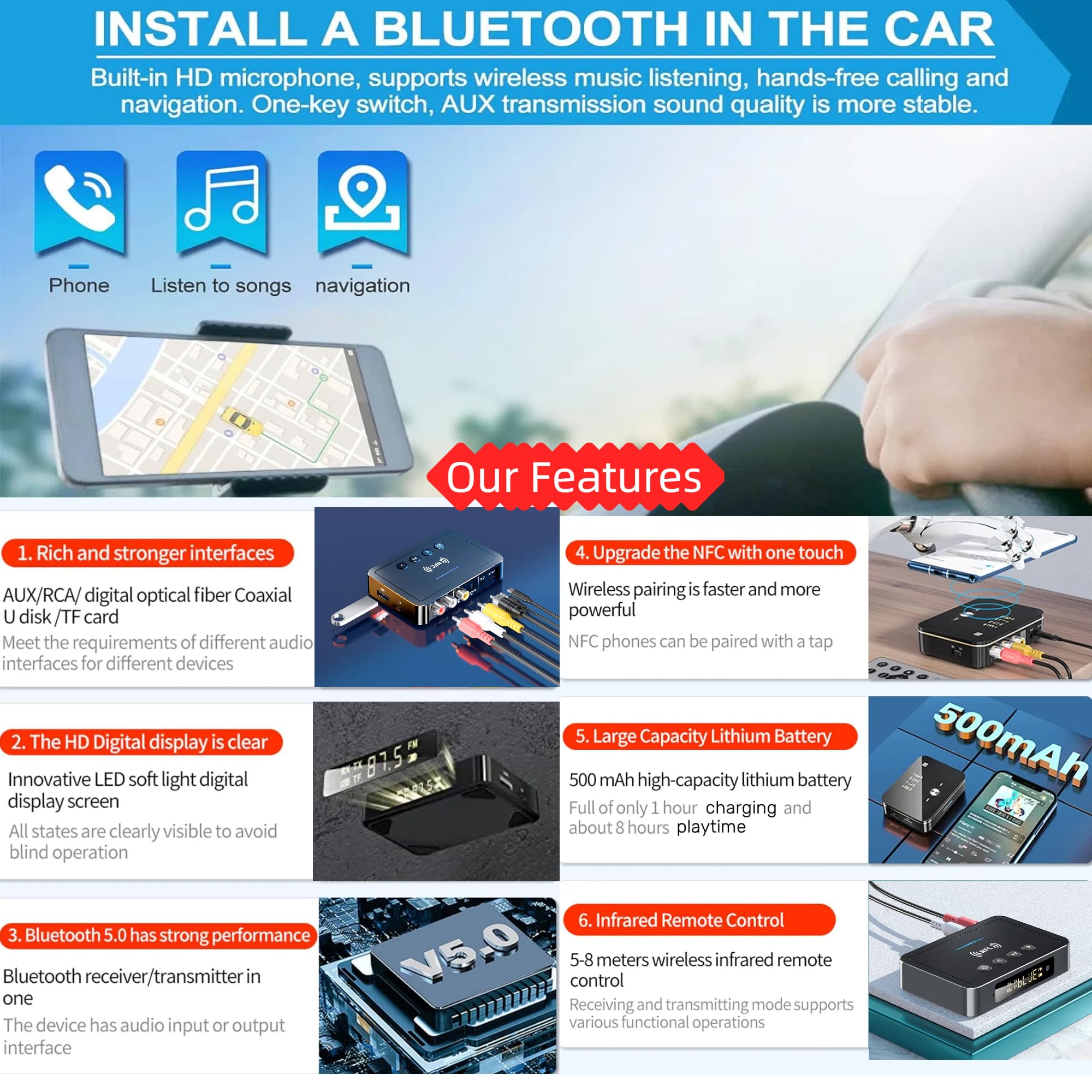 Amazon.com: Bluetooth 5.0 Adapter, Bluetooth Transmitter and