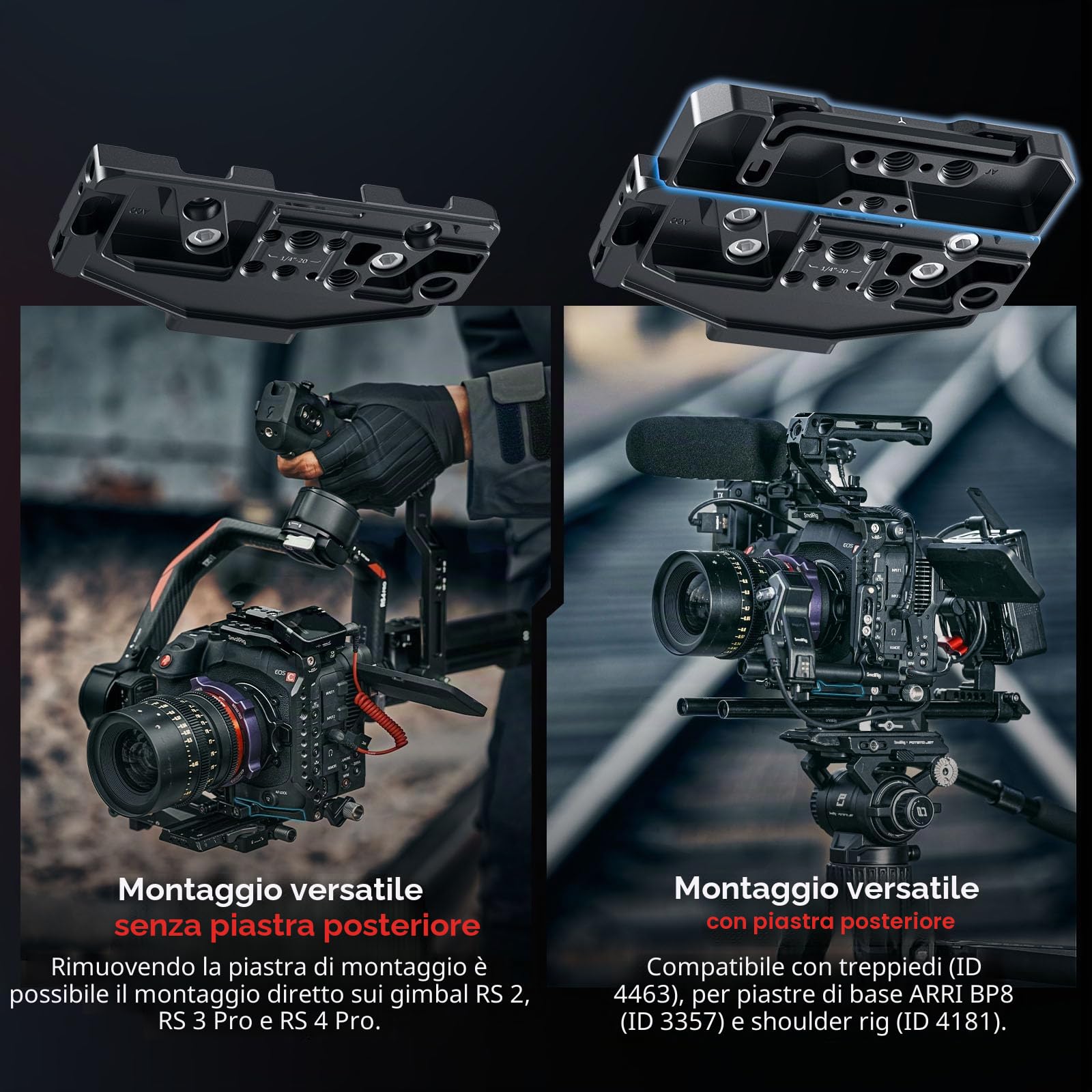 SmallRig Gabbia per Canon C80, design modulare con piastra superiore, piastre laterali, piastra inferiore, guida NATO, fermacavo per HDMI, con attacco a scarpa fredda, foro filettato da 1/4"-20 e 3/8