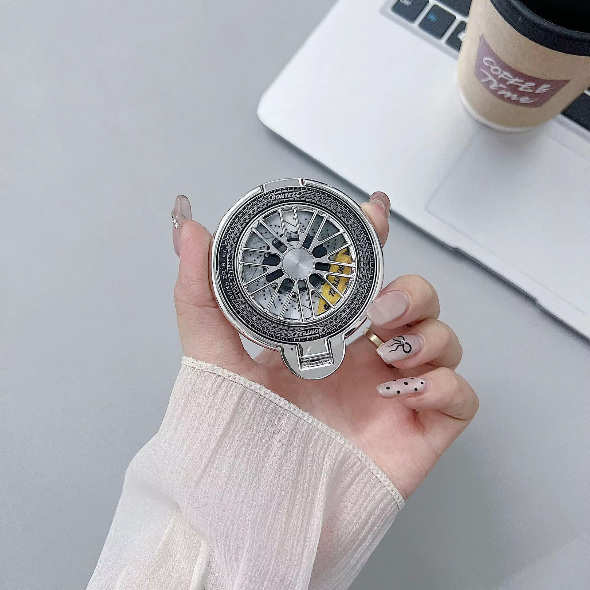 Rotating Mobile Phone Ring Holder & Stand with 360° Spinner | Stress Relief Finger Grip | Universal Adhesive Phone Holder for All Smartphones (Silver)-image-49
