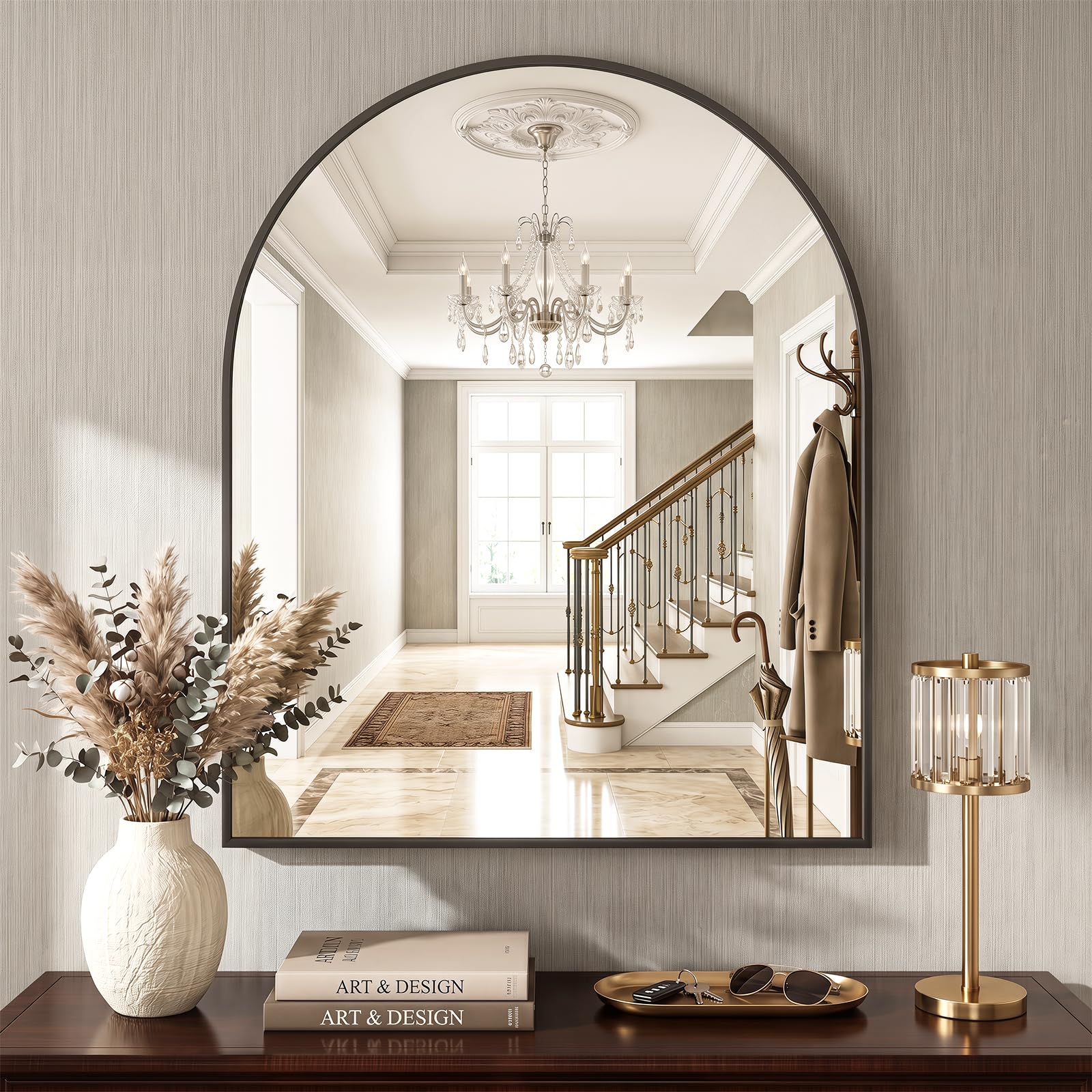 Sweetcrispy 30"x38" Arched Bathroom Mirror, Bathroom Mirrors for Over Sink
