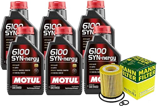 Newparts 6L 6100 SYN-NERGY 5W30 Kit de cambio de aceite de motor QX30 Turbo VIN C para Infiniti QX30 2.0L L4 Turbocharged FI C 2017-2019 Null
