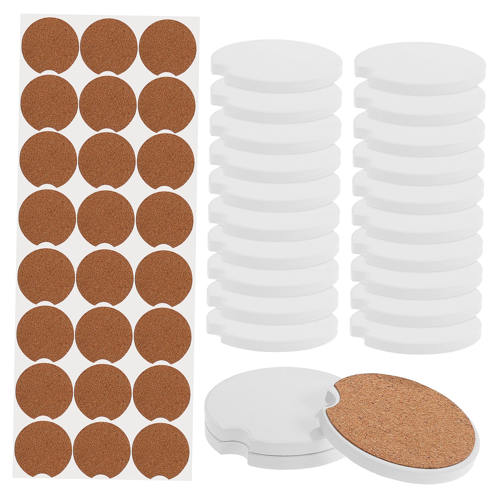 Dessous de Verre pour Voiture en Céramique Vierge x24 pour Porte-gobelet Auto