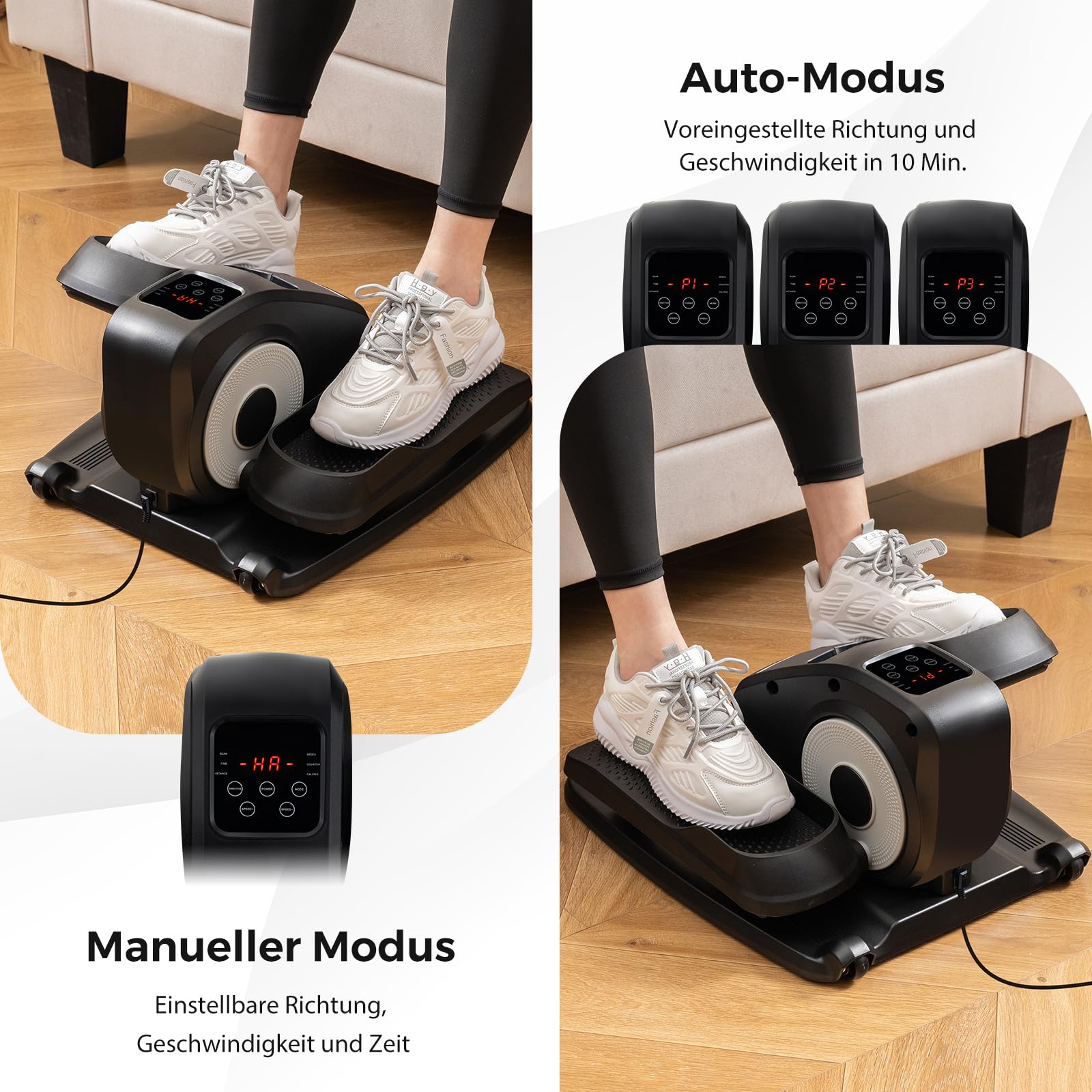 COSTWAY Mini Ellipsentrainer Untertisch, elektrischer Crosstrainer mit LED-Anzeige & Fernbedienung, Bewegungstrainer Stepper für Zuhause, tragbarer Pedaltrainer für Erwachsene, Senioren