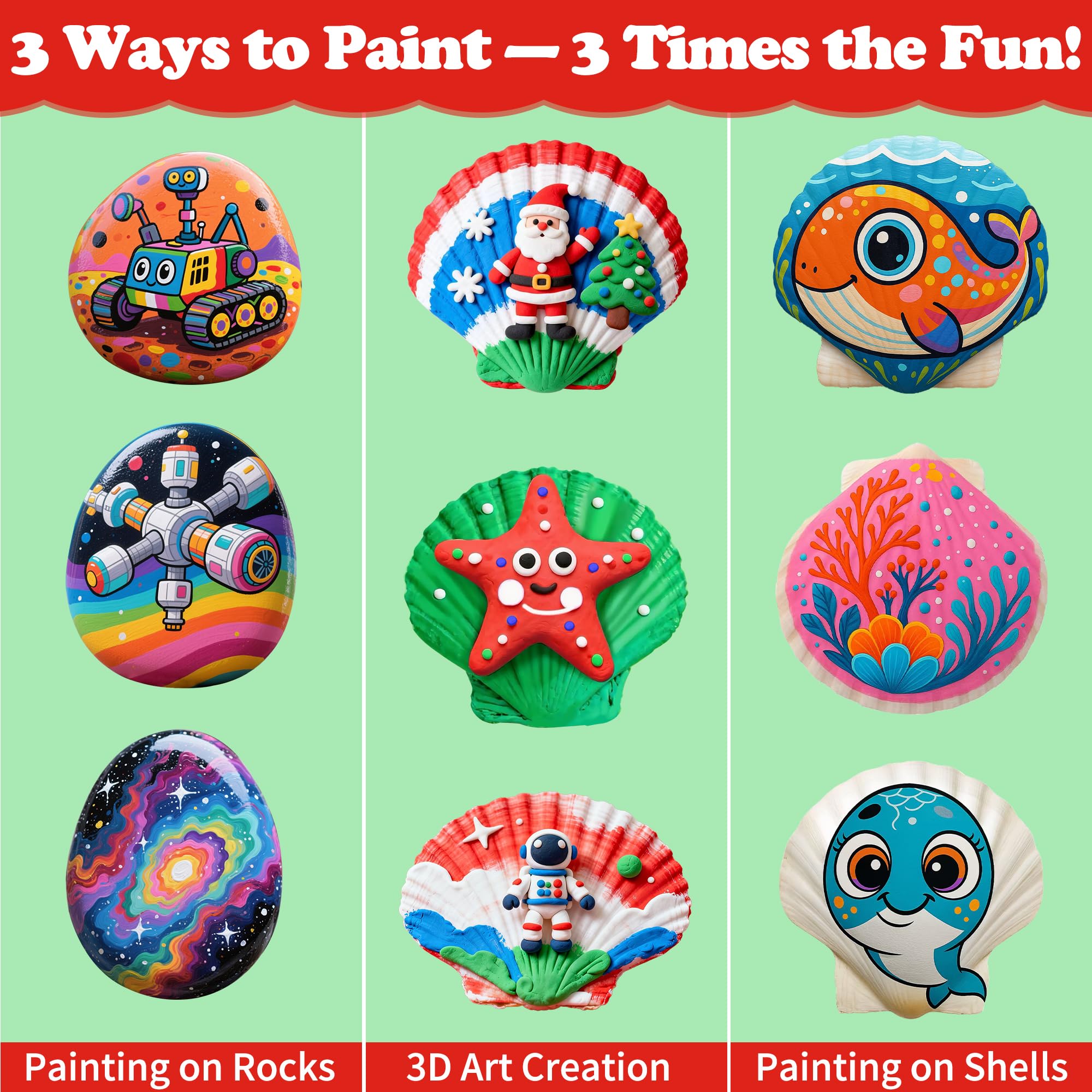 Glow in the Dark Rock Painting Kit for Kids - Creative Arts & Crafts -2 Glow in the Dark Rock Painting Kit for Kids - Creative Arts & Crafts -2