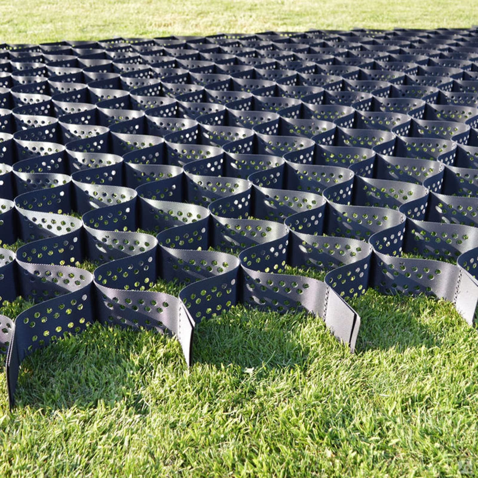 Geo Grid Stabilizer Geosiatka gruntowa do kontroli erozji/ściana oporowa — podjazd zewnętrzny, stabilizator z przepuszczalnego żwiru granitowego, wysokość 5 cm(5m x 5m (16.5ft x 16.5ft))