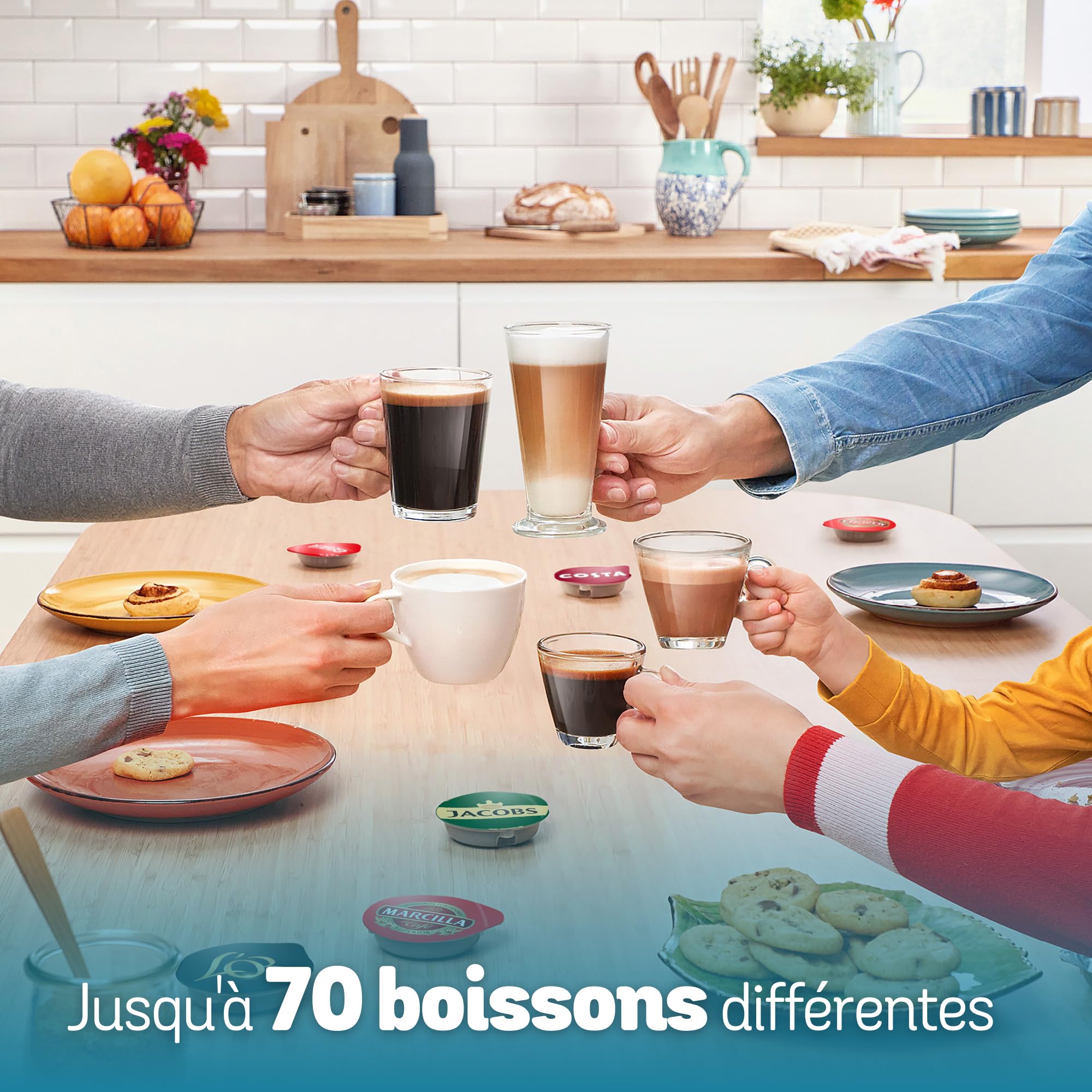 Bosch Tassimo Finesse TAS163E Machine à café multi-boissons, 70 boissons chaudes, IntensityBoost, cafétière à dosettes, rouge
