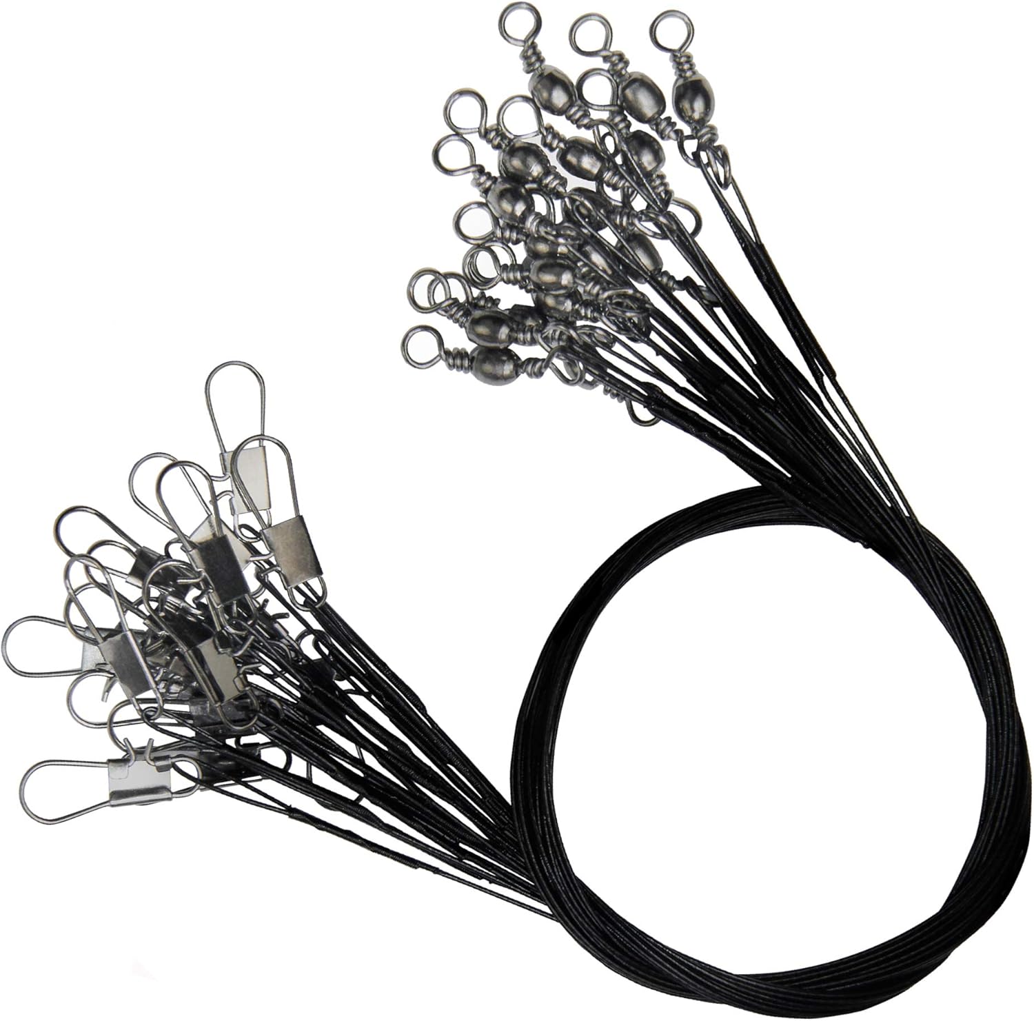 11.8inch Fishing Leaders Wire Rigs Black Stainless Steel Coated Fishing