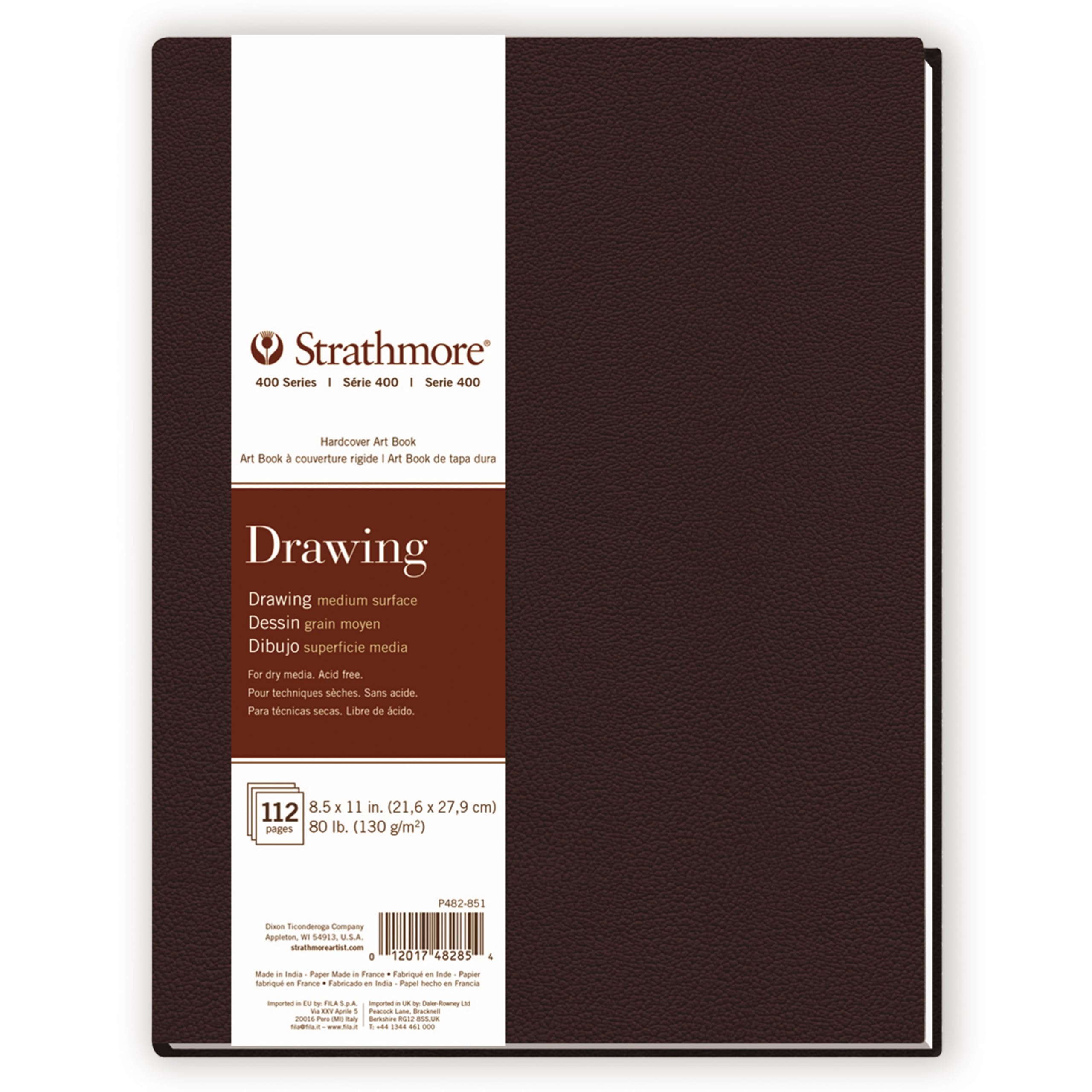 Strathmore 400 Series Drawing Paper Art Book, Matte Brown Cover, Cream White, Hardbound, 56 Sheets, 8.5x11 inch