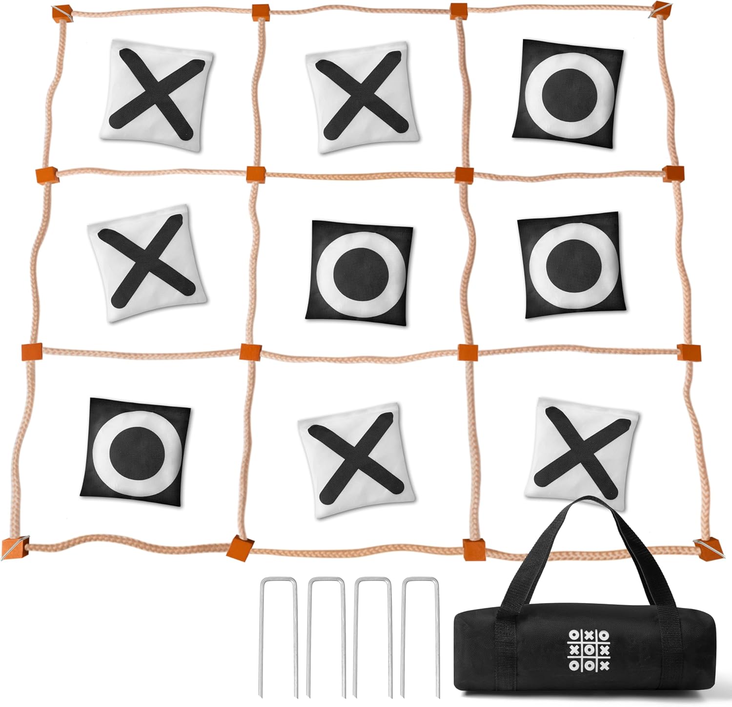 MALLMALL6 Giant Tic Tac Toe Game Summer Outdoor, 4Ft X 4Ft No Assembly Wooden Toss Indoor Game with 10 Widen Weighted Bean Bag, Large Yard Backyard Lawn Carnival Camping Toss Across for Family Adults