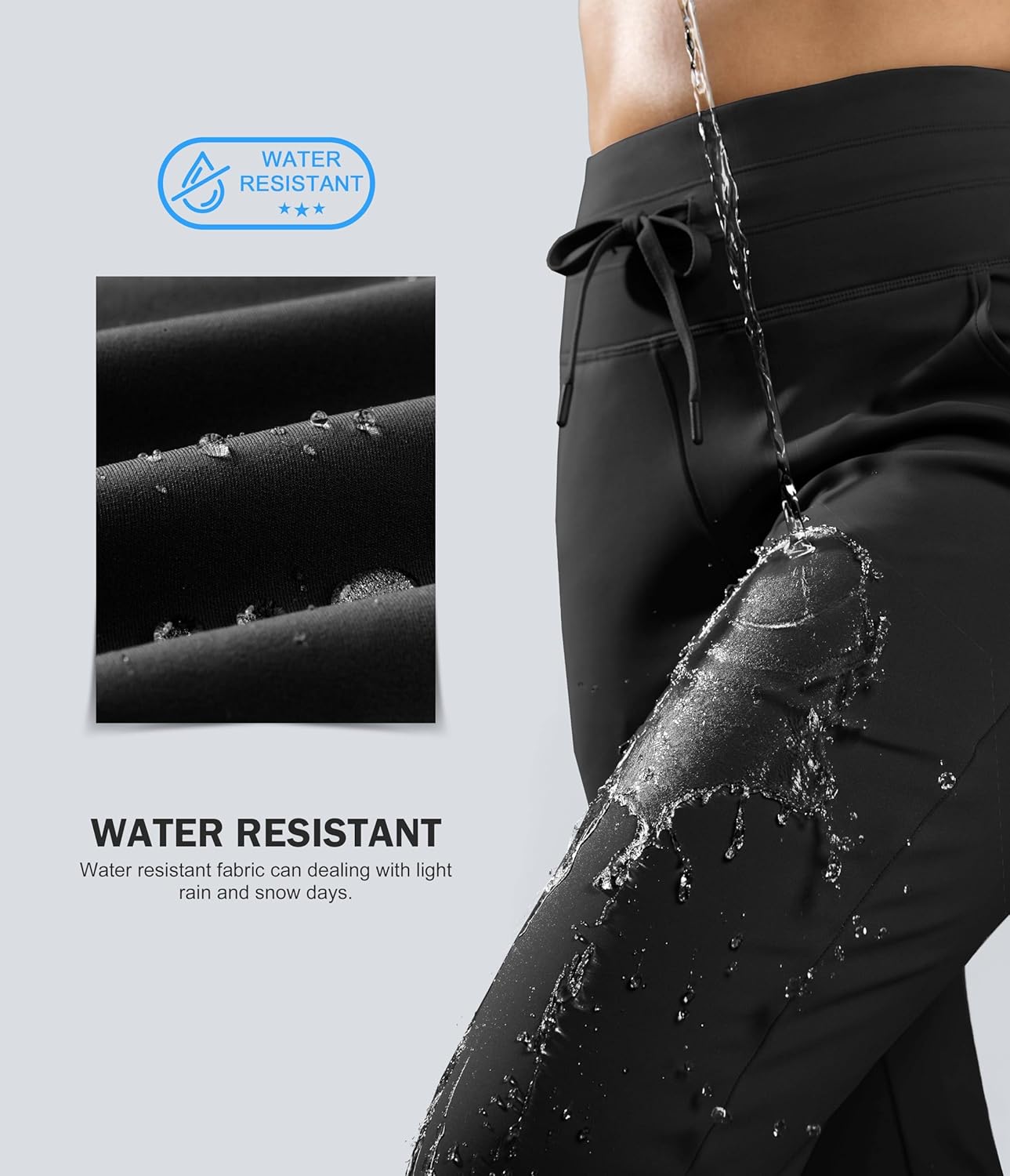 G Gradual Women's Fleece Lined Joggers 28"/30"/32" High Waisted Sweatpants Water Resistant Thermal Warm Pants Zipper Pockets - Image 6