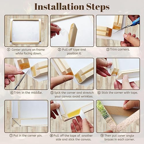 Miniatura 5 de Marco de lienzo, barras de ensanchamiento de 11 x 14 pulgadas, kits de madera con accesorios para pintura al óleo y arte de pared