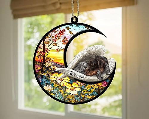 Miniatura 160 de Chow Chow Dog Memorial Suncatcher, adorno de Navidad Chow Chow con nombre, atrapador de pérdida de mascotas, regalos para los amantes de los perros