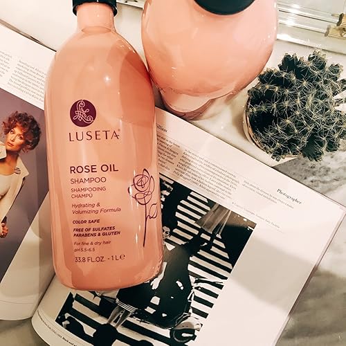 Miniatura 5 de Luseta Rose Oil Champú y acondicionador para cabello fino y seco, 2 x 33.8 oz