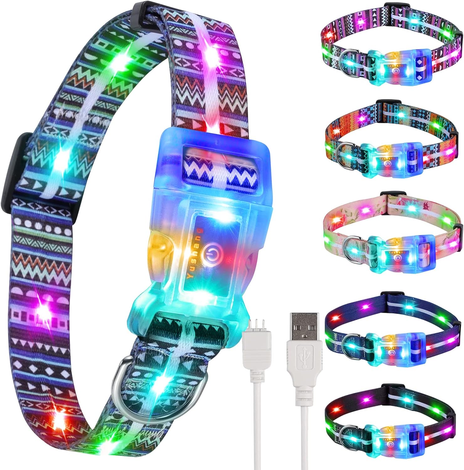 YUSHANG Buckle Glow Dog Collar Light,Adjustable Flashing