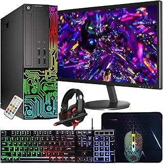 DELL Optiplex Small Desktop Computer (SFF) PC | Quad Core Intel i5 (3.2GHz) | 16GB DDR3 RAM | 512GB SSD | 24 Inch Monitor | RGB Gaming Keyboard & Mouse | Gaming Headset | Windows 10 Pro (Renewed)
