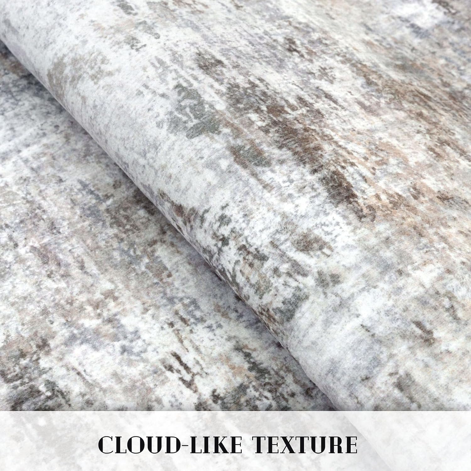 Modern Abstract Hallway Runner Rug, Beige Grey 2x8 Runner Rug, Washable Kitchen Runner Non-Slip Soft Thin Print Faux Wool Carpet for Entryway Bedroom Laundry Room Indoor - Image 8