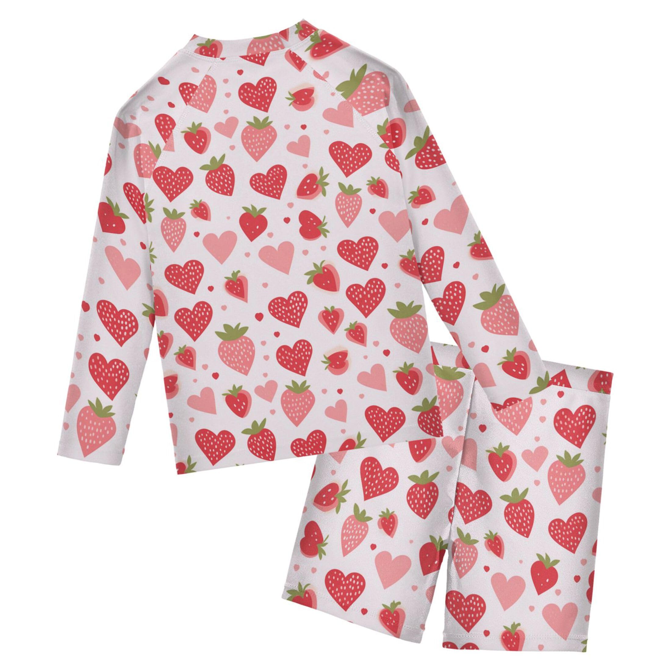 Strawberry Fruit Toddler and Baby Boys' 2-Piece Swimsuit Trunk, Long Sleeve Rashguard Bathing Suit B0402875